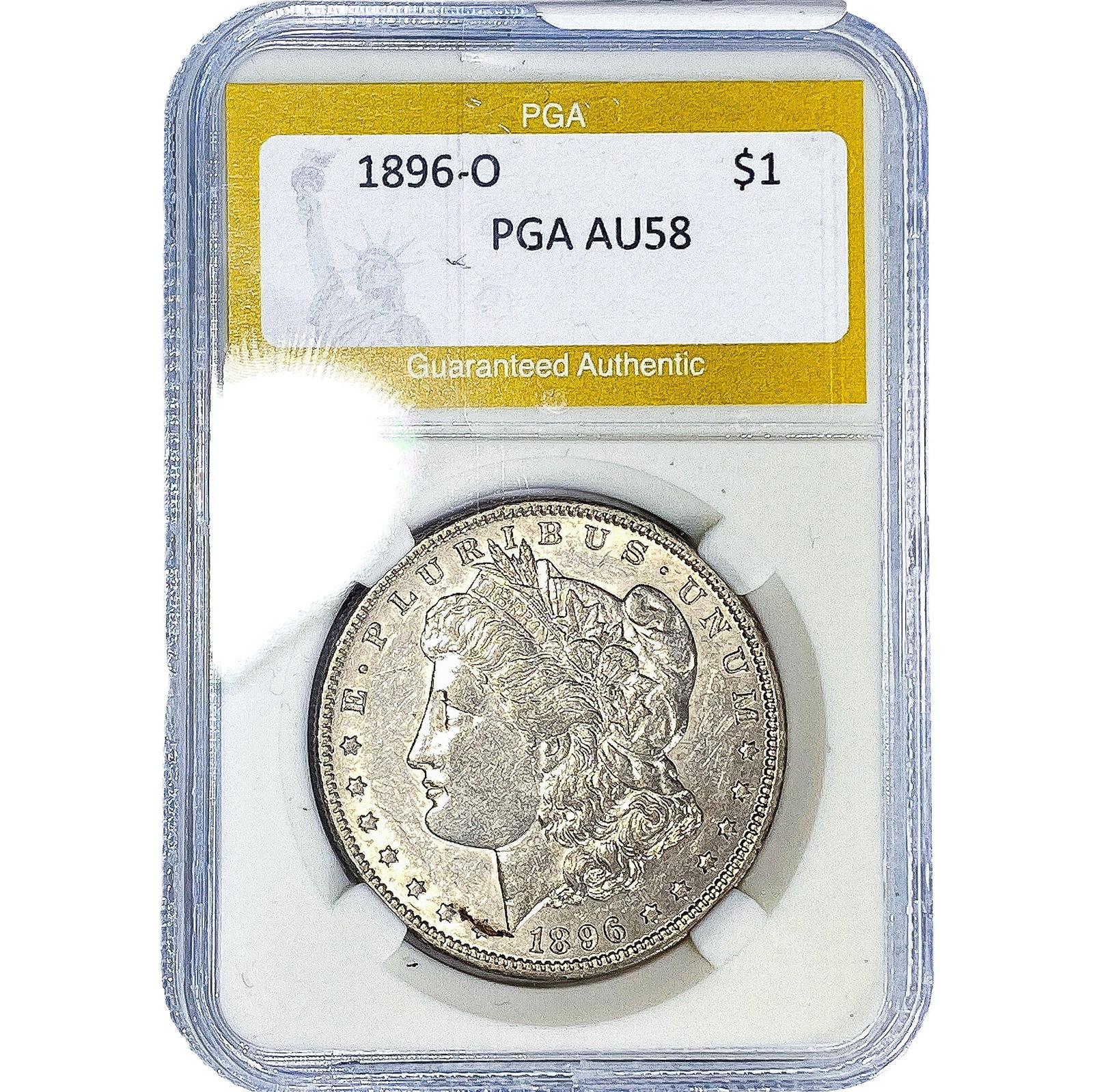 1896-O Morgan Silver Dollar PGA AU58: 1896-O Morgan Silver Dollar PGA AU58