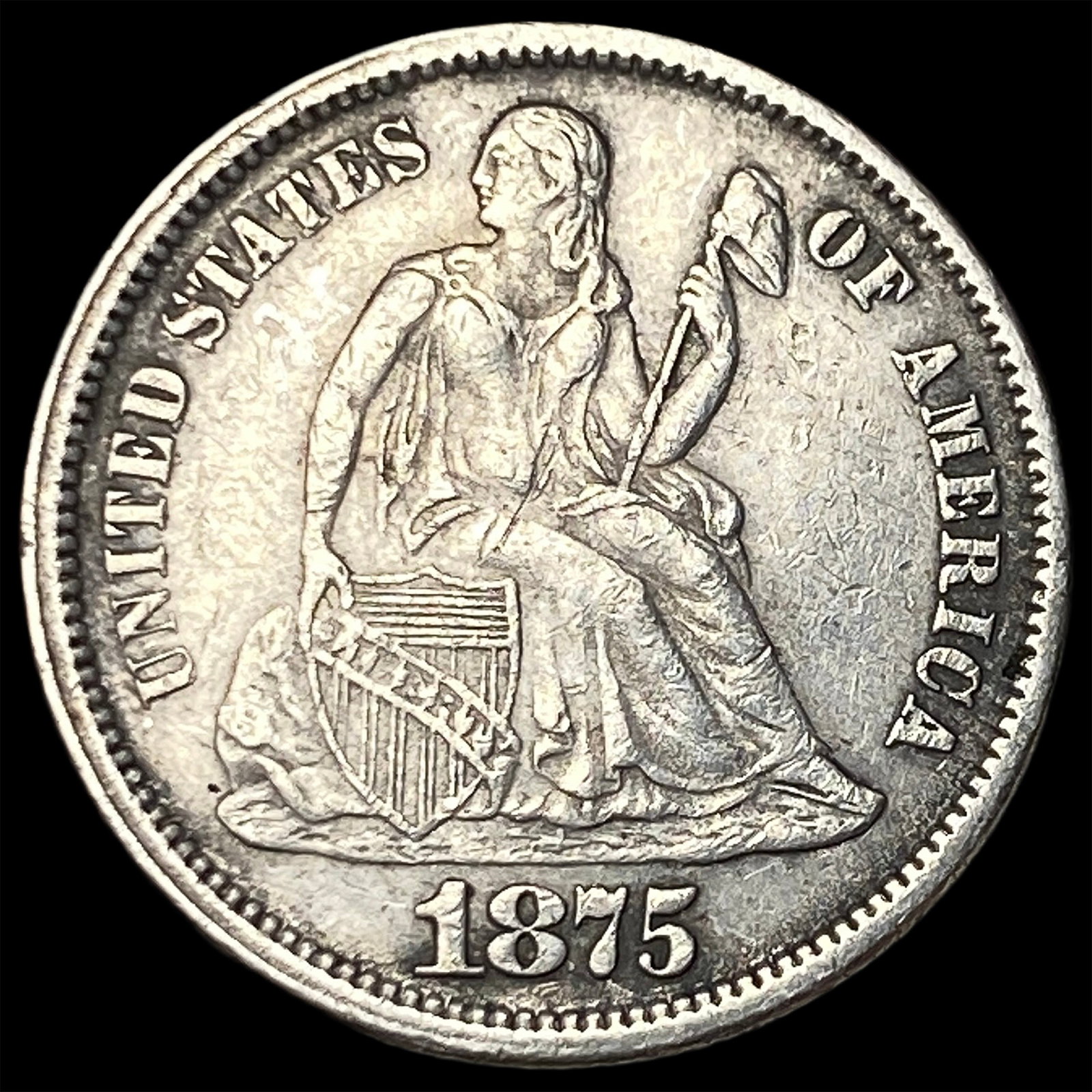 1875 Seated Liberty Dime CLOSELY UNCIRCULATED: 1875 Seated Liberty Dime CLOSELY UNCIRCULATED