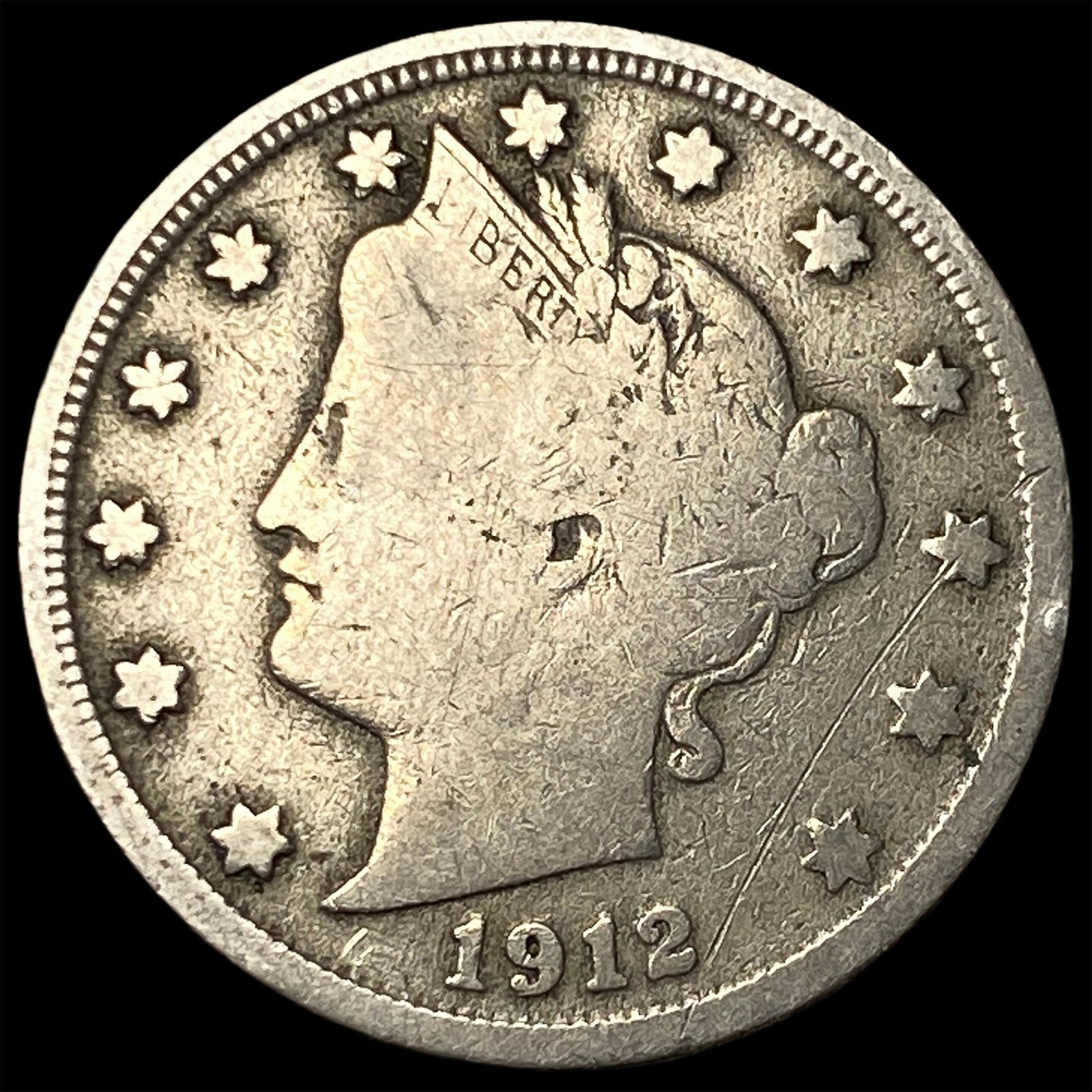 1912-S Liberty Head Nickel NICELY CIRCULATED: 1912-S Liberty Head Nickel NICELY CIRCULATED