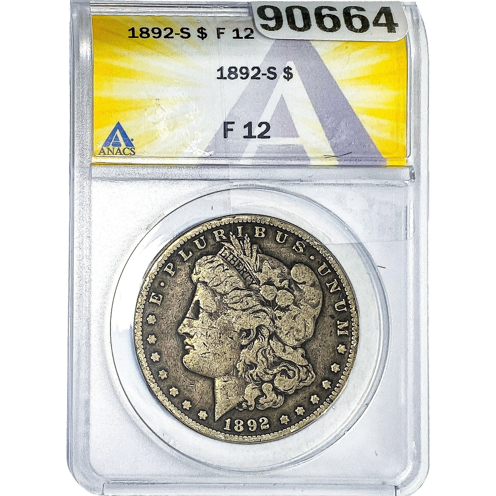 1892-S Morgan Silver Dollar ANACS F12: 1892-S Morgan Silver Dollar ANACS F12
