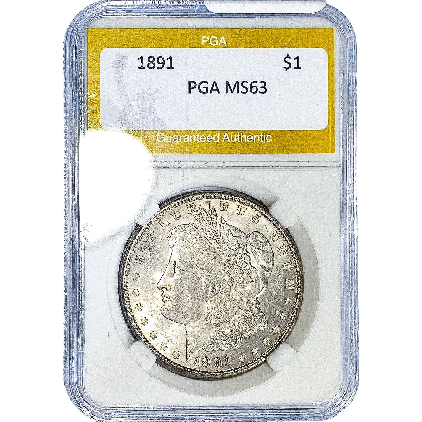 1891 Morgan Silver Dollar PGA MS63: 1891 Morgan Silver Dollar PGA MS63