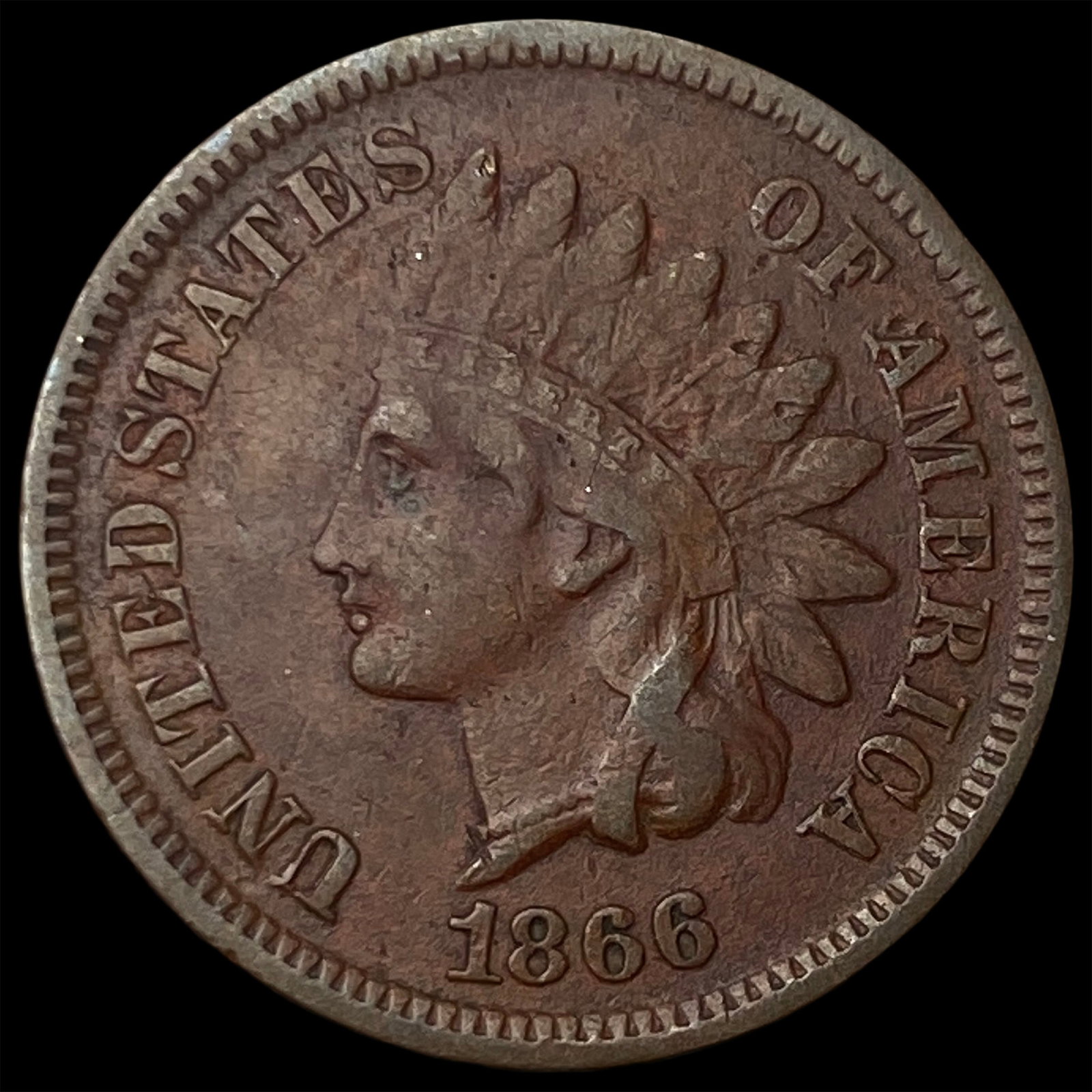 1866 Indian Head Cent ABOUT UNCIRCULATED: 1866 Indian Head Cent ABOUT UNCIRCULATED