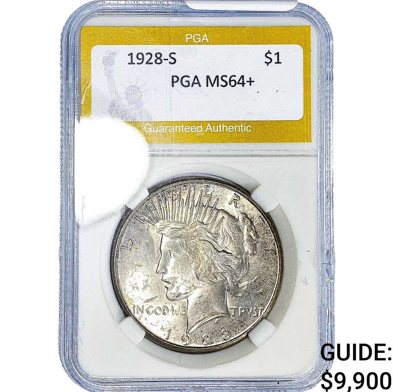 1928-S Silver Peace Dollar PGA MS64+: 1928-S Silver Peace Dollar PGA MS64+