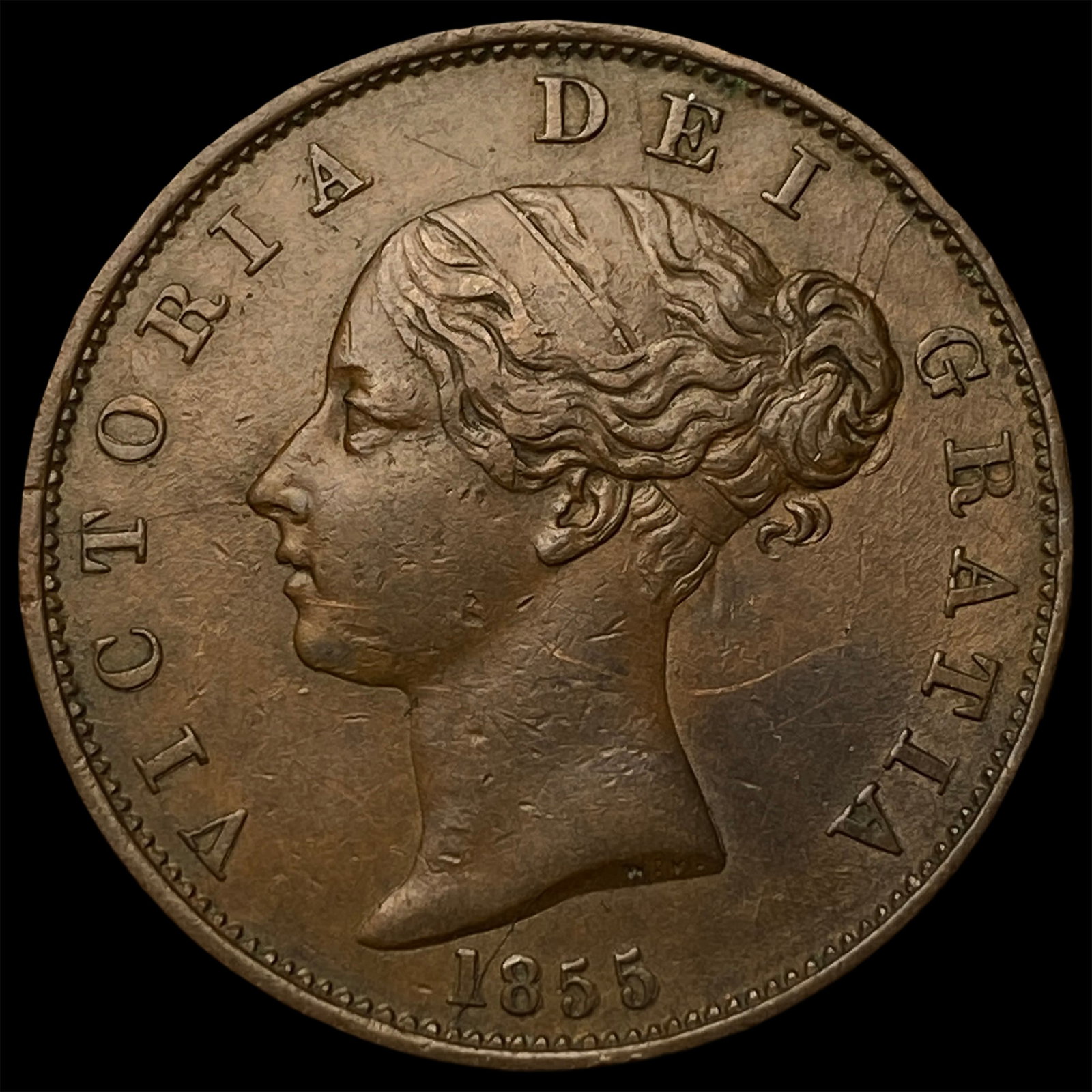 1855 Great Britain Copper 1/2 Penny: 1855 Great Britain Copper 1/2 Penny