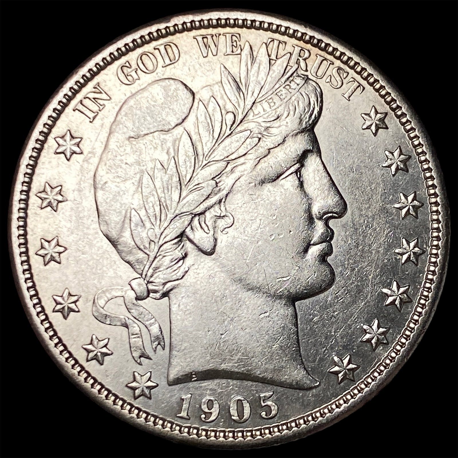 1905-S Silver Barber Half Dollar CLOSELY UNCIRCULATED: 1905-S Silver Barber Half Dollar CLOSELY UNCIRCULATED