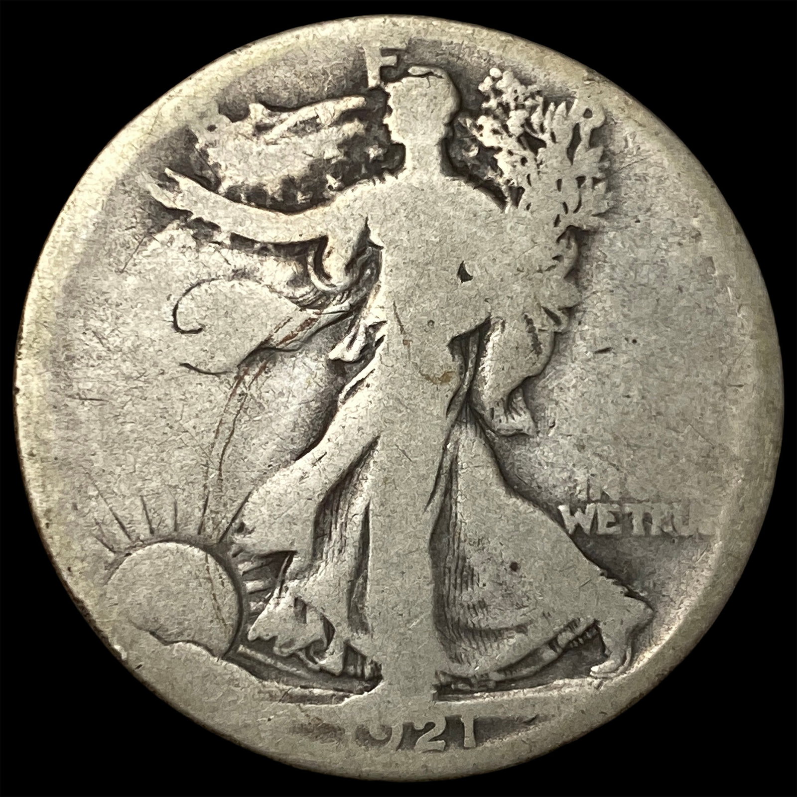 1921-S Silver Walking Liberty Half Dollar NICELY CIRCULATED: 1921-S Silver Walking Liberty Half Dollar NICELY CIRCULATED