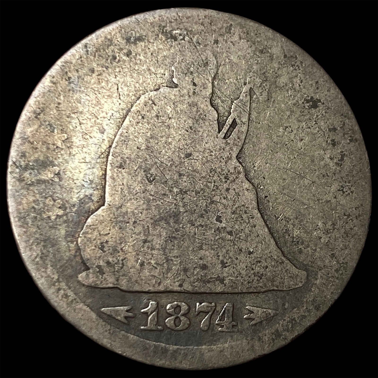 1874 Seated Liberty Quarter NICELY CIRCULATED: 1874 Seated Liberty Quarter NICELY CIRCULATED