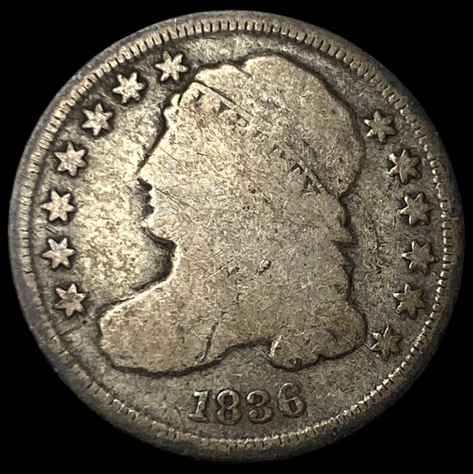 1836 Capped Bust Dime NICELY CIRCULATED: 1836 Capped Bust Dime NICELY CIRCULATED