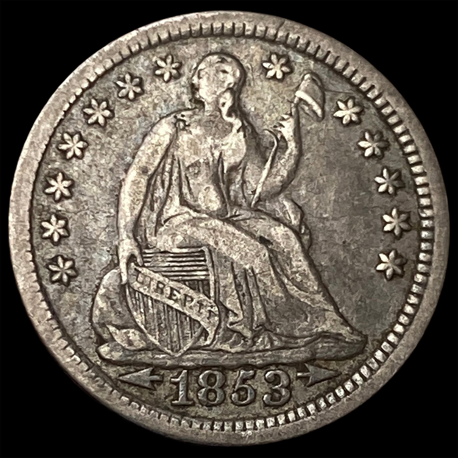 1853 Arrows Seated Liberty Half Dime NEARLY UNCIRCULATED: 1853 Arrows Seated Liberty Half Dime NEARLY UNCIRCULATED