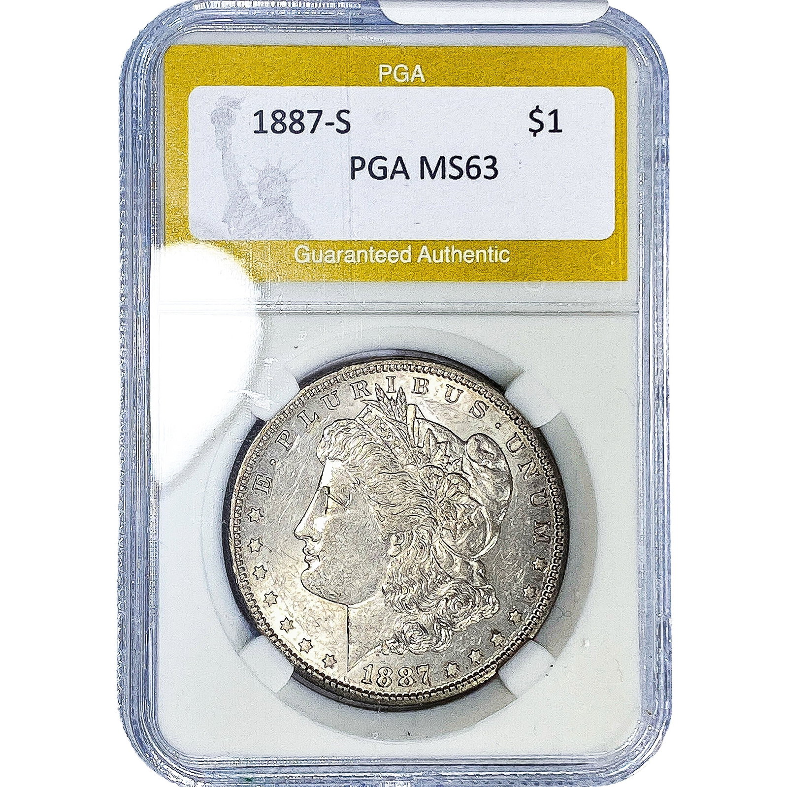 1887-S Morgan Silver Dollar PGA MS63: 1887-S Morgan Silver Dollar PGA MS63