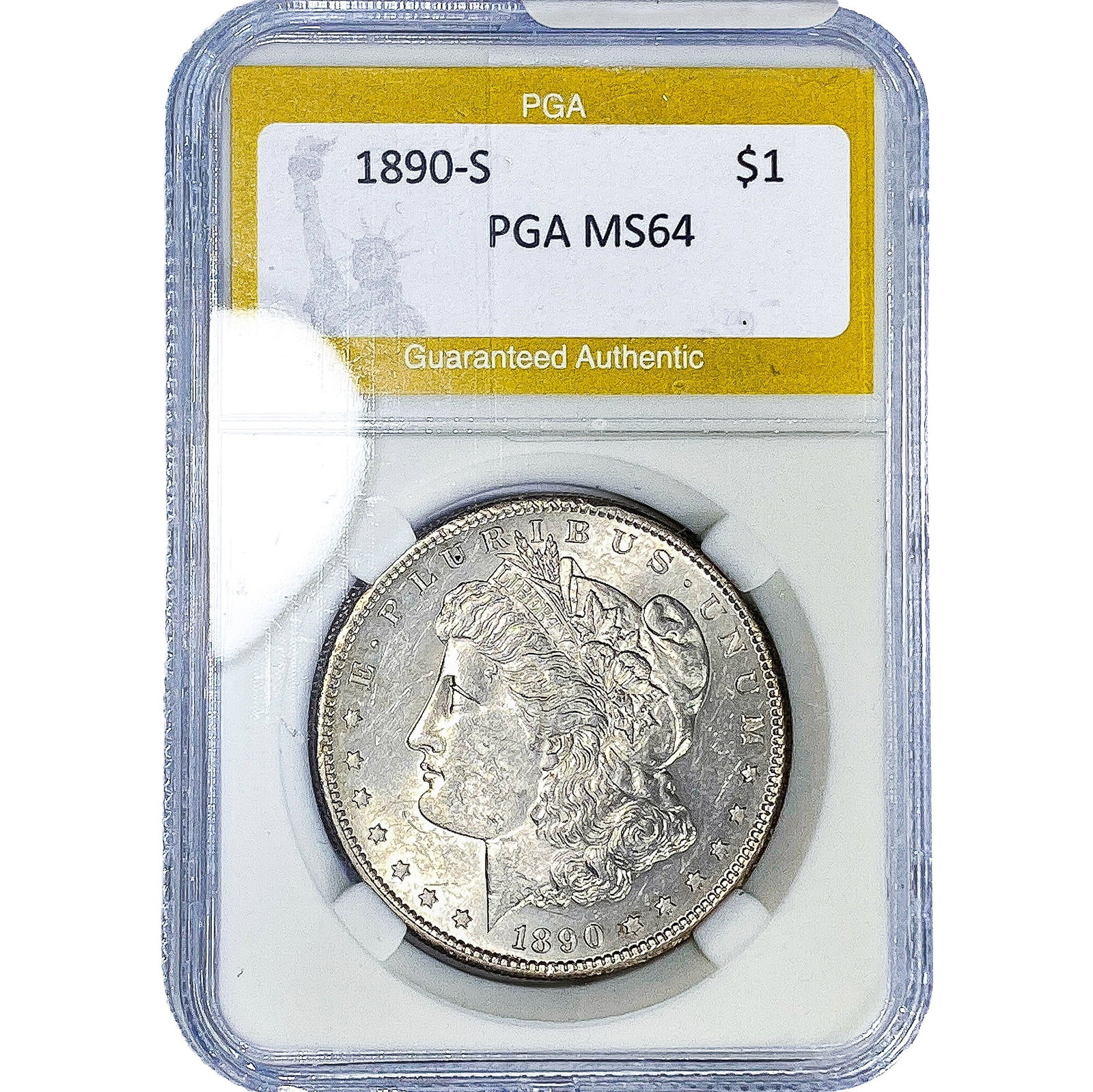 1890-S Morgan Silver Dollar PGA MS64: 1890-S Morgan Silver Dollar PGA MS64