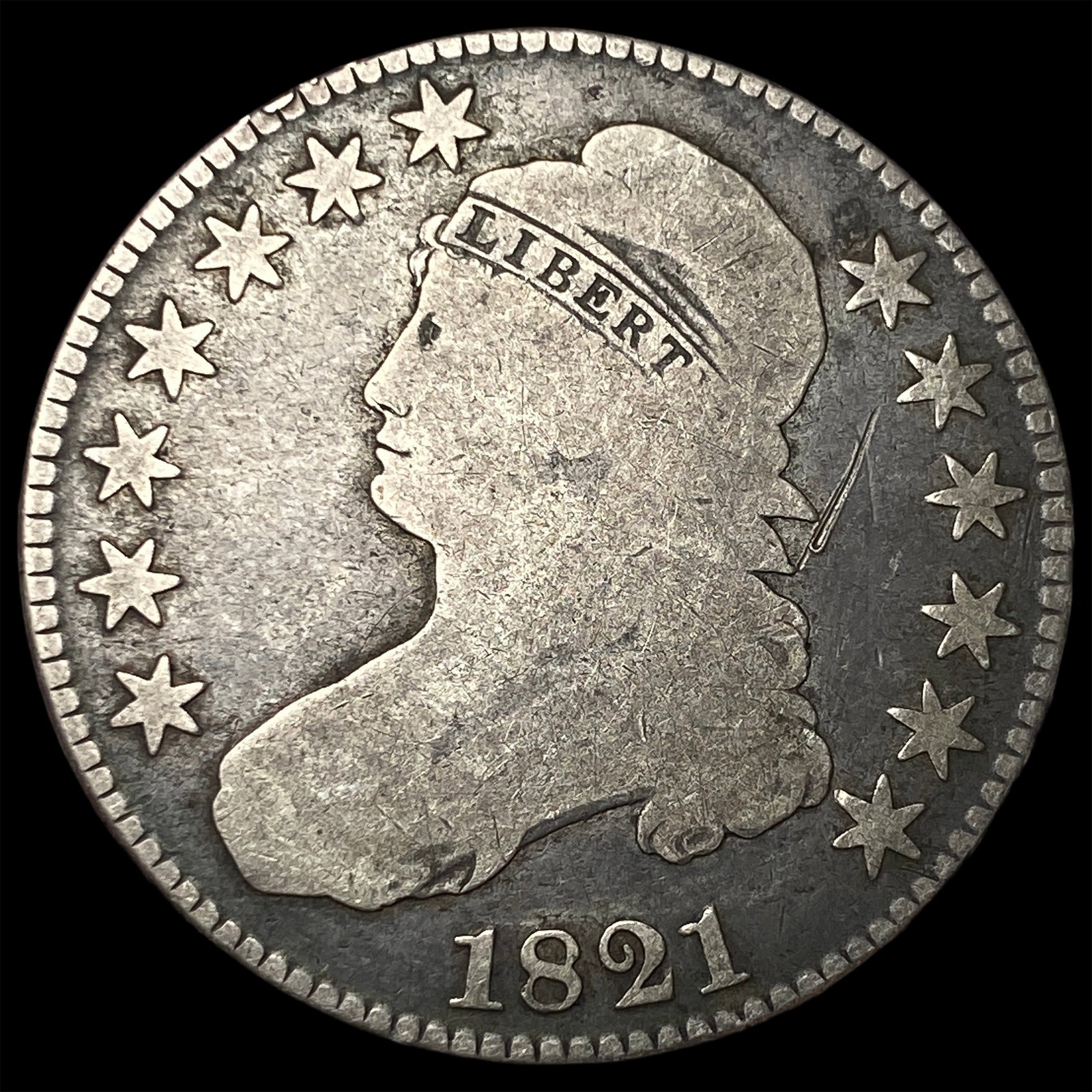 1821 Capped Bust Half Dollar NICELY CIRCULATED: 1821 Capped Bust Half Dollar NICELY CIRCULATED