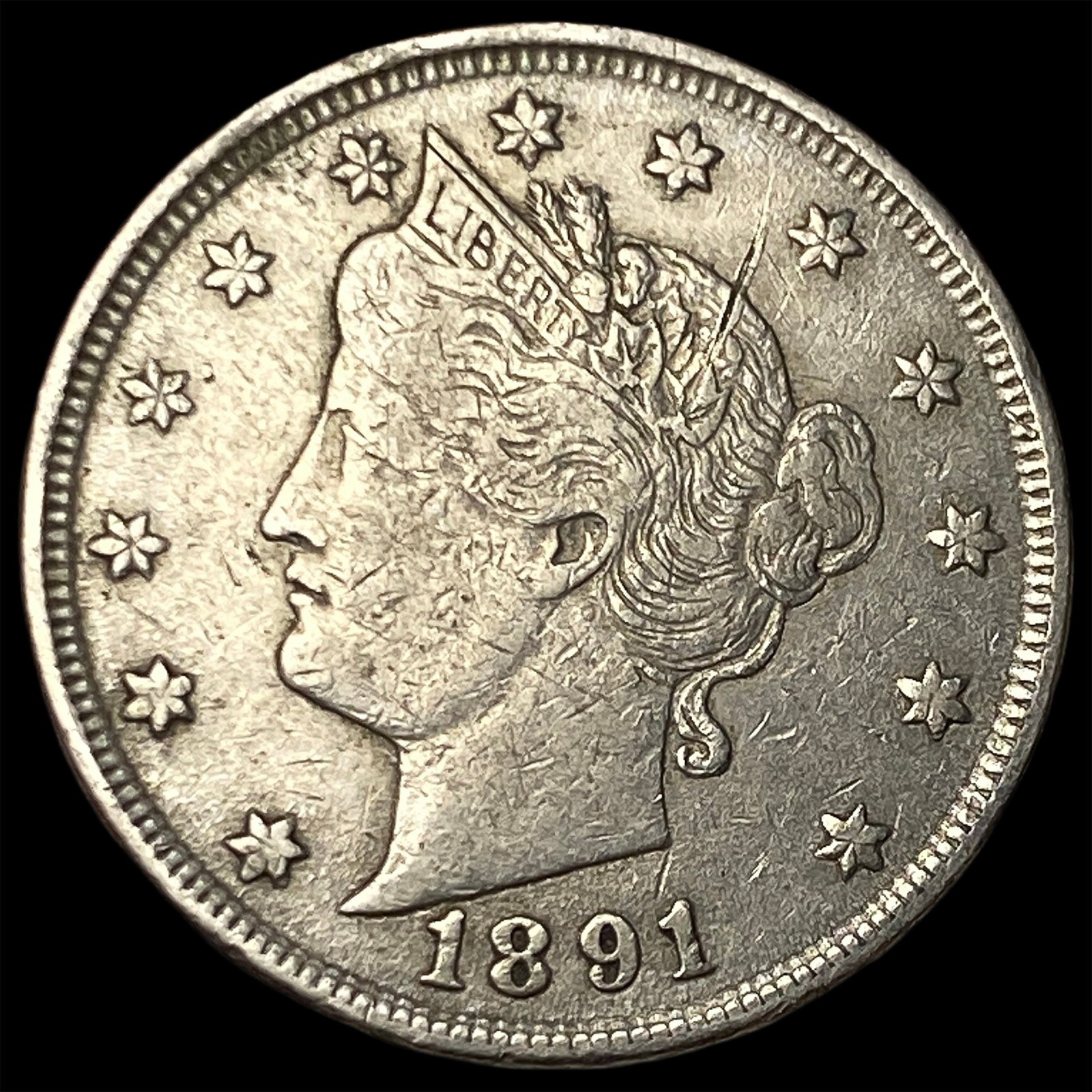1891 Liberty Head Nickel LIGHTLY CIRCULATED: 1891 Liberty Head Nickel LIGHTLY CIRCULATED