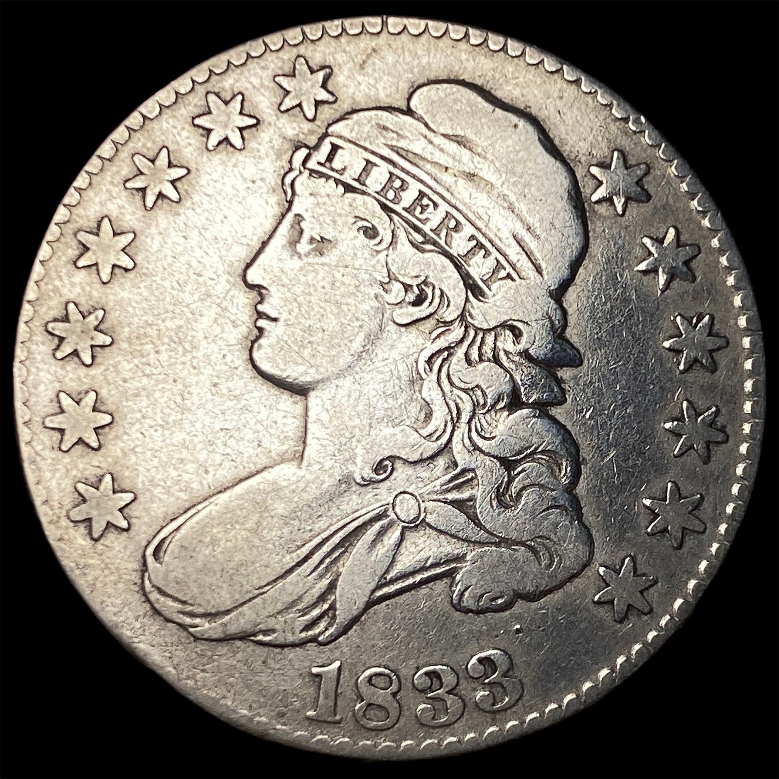 1833 Capped Bust Half Dollar ABOUT UNCIRCULATED: 1833 Capped Bust Half Dollar ABOUT UNCIRCULATED