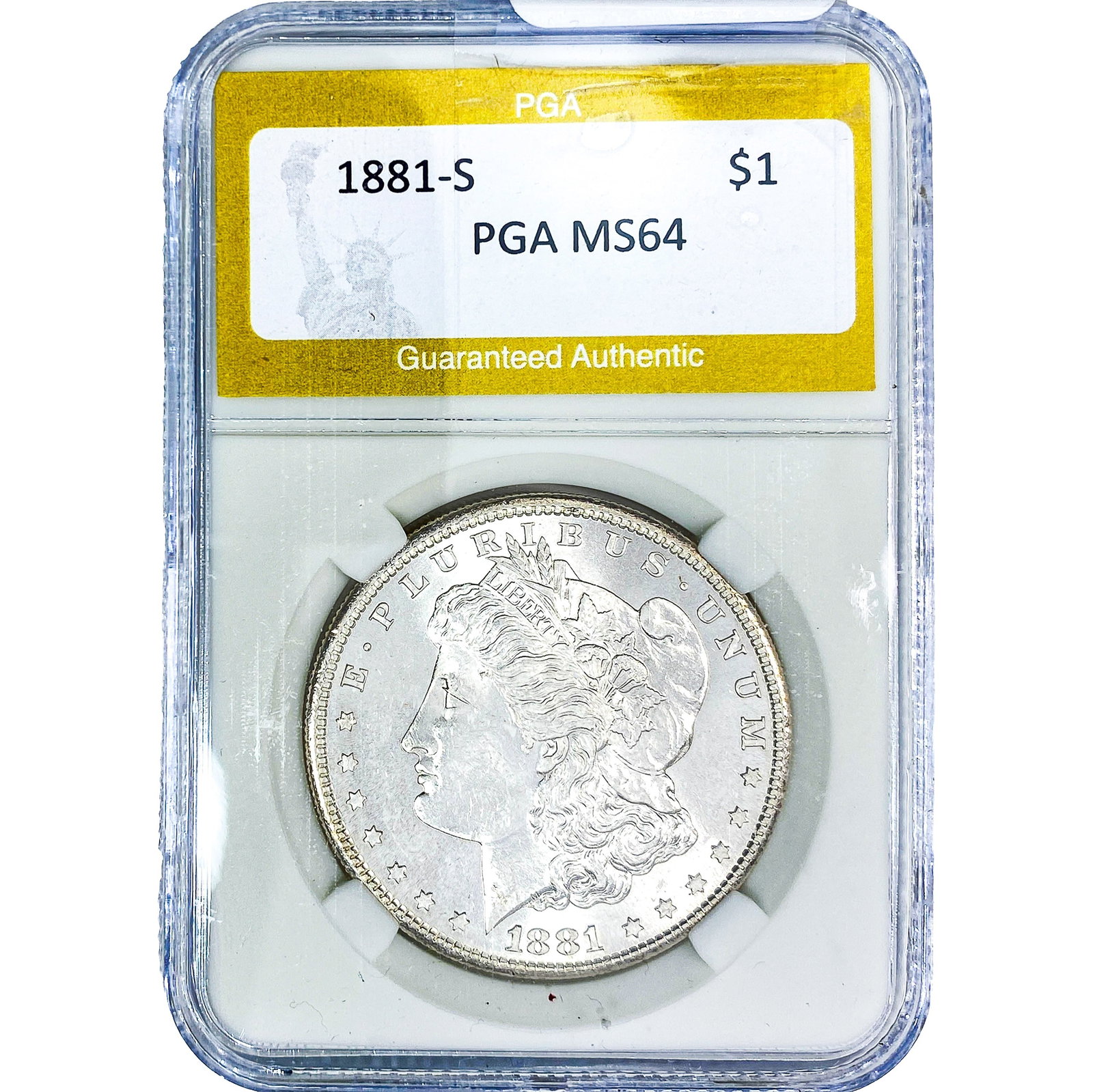1881-S Morgan Silver Dollar PGA MS64: 1881-S Morgan Silver Dollar PGA MS64