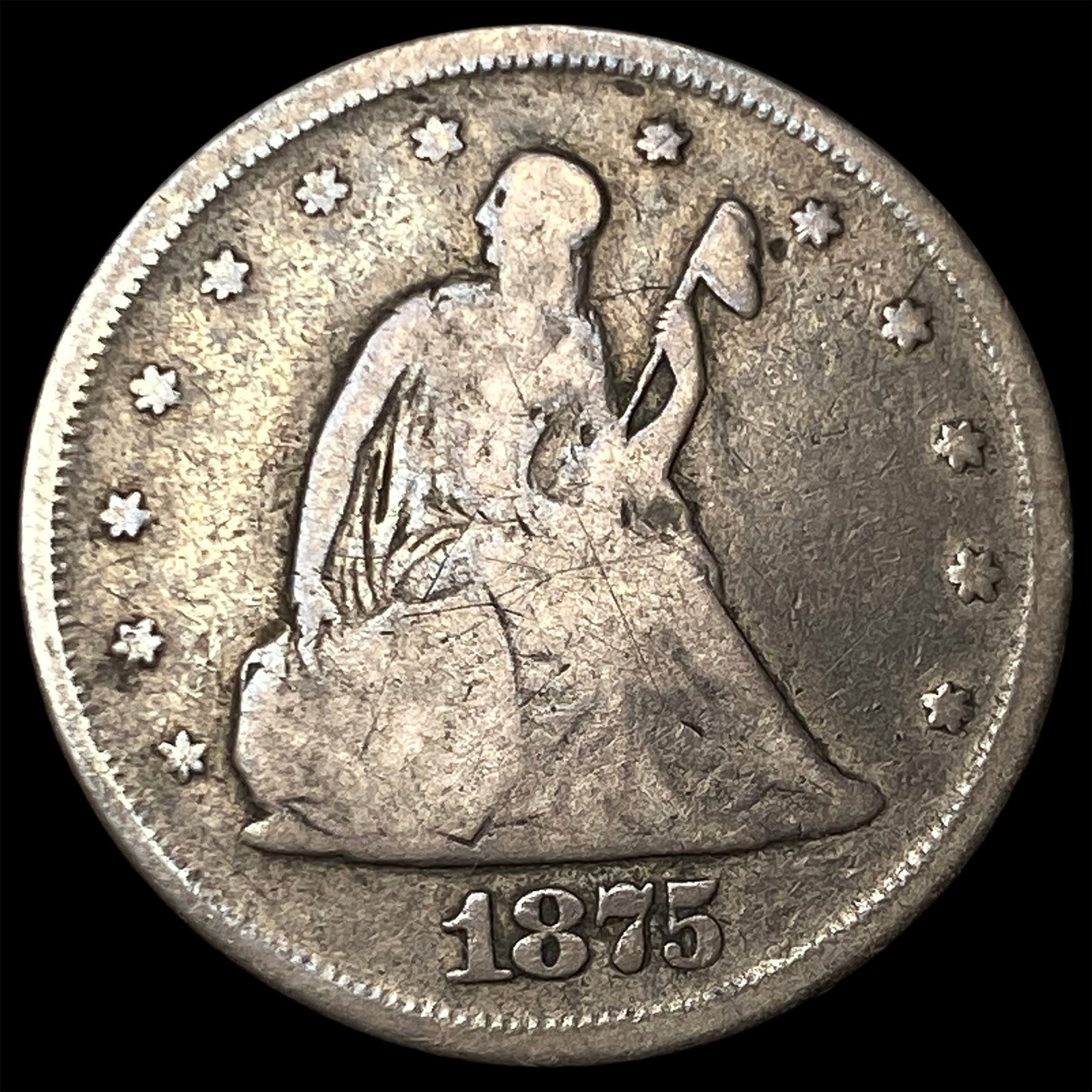 1875 Seated Liberty Twenty Cents NICELY CIRCULATED: 1875 Seated Liberty Twenty Cents NICELY CIRCULATED