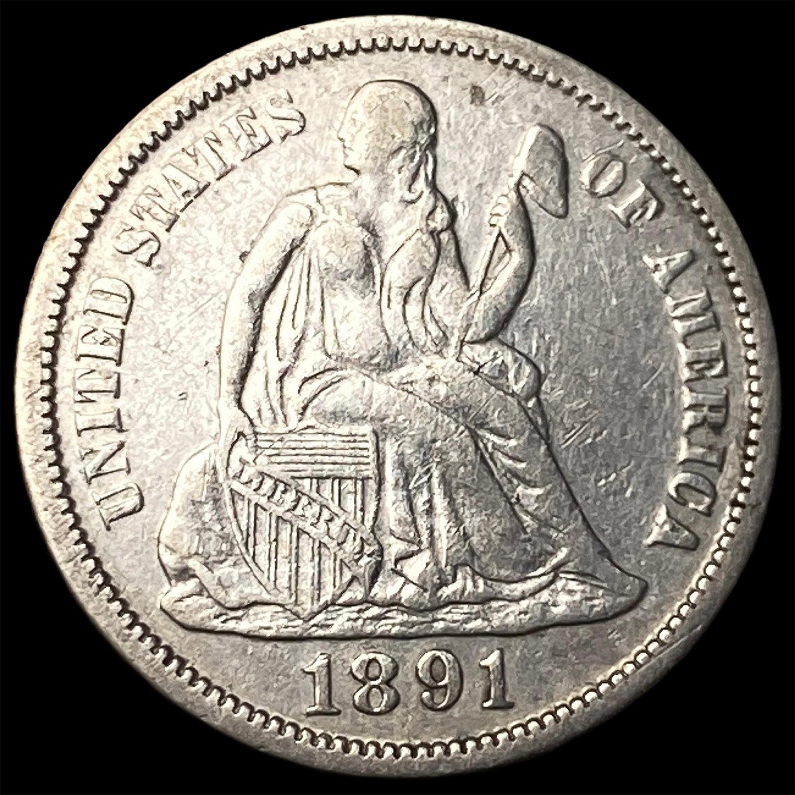1891 Silver Dime CLOSELY UNCIRCULATED: 1891 Silver Dime CLOSELY UNCIRCULATED