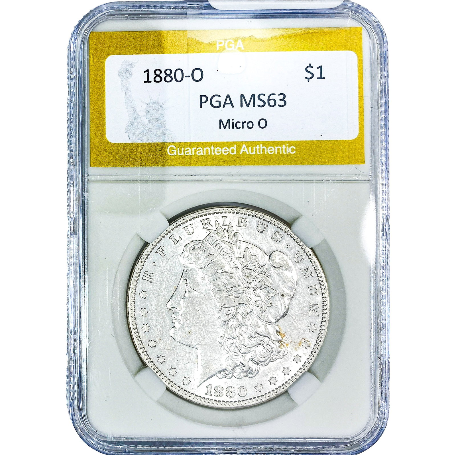 1880-O Morgan Silver Dollar PGA MS63 Micro O: 1880-O Morgan Silver Dollar PGA MS63 Micro O