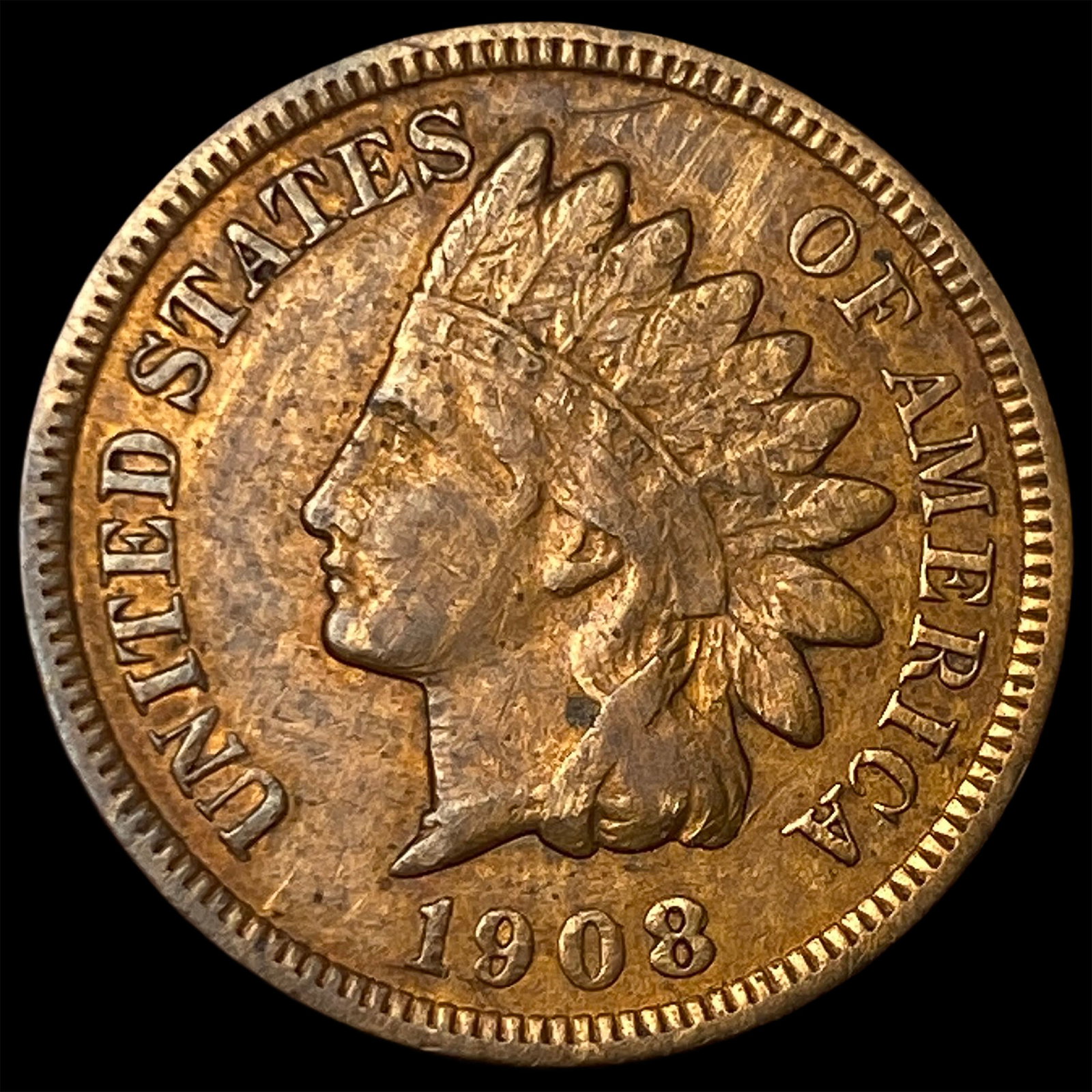 1908-S Indian Head Cent CLOSELY UNCIRCULATED: 1908-S Indian Head Cent CLOSELY UNCIRCULATED