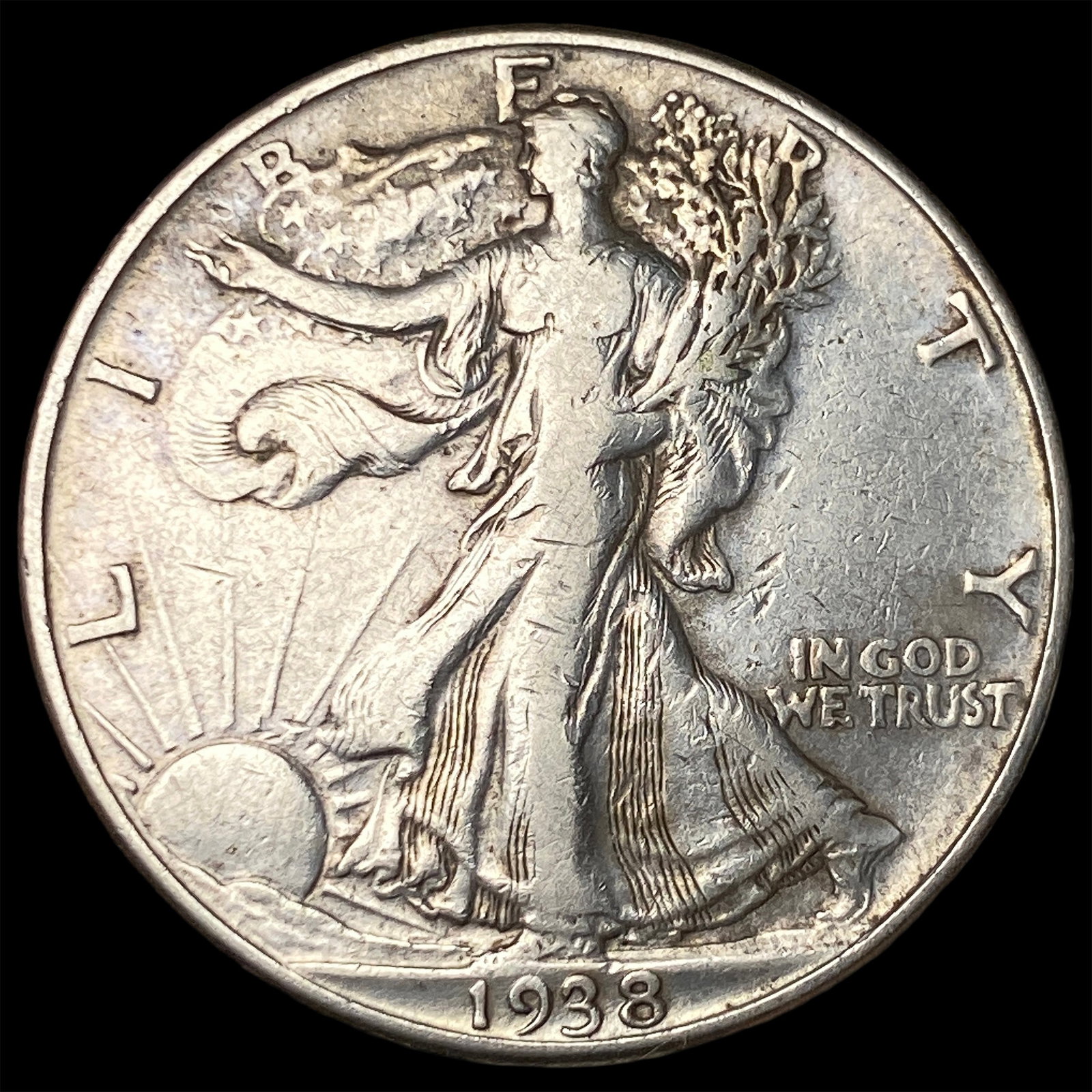 1938-D Silver Walking Liberty Half Dollar NEARLY UNCIRCULATED: 1938-D Silver Walking Liberty Half Dollar NEARLY UNCIRCULATED