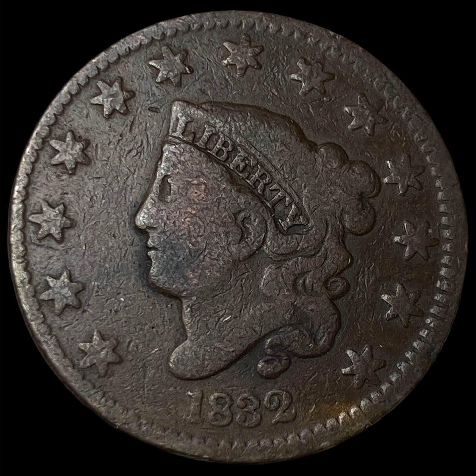 1832 Coronet Head Large Cent NICELY CIRCULATED: 1832 Coronet Head Large Cent NICELY CIRCULATED