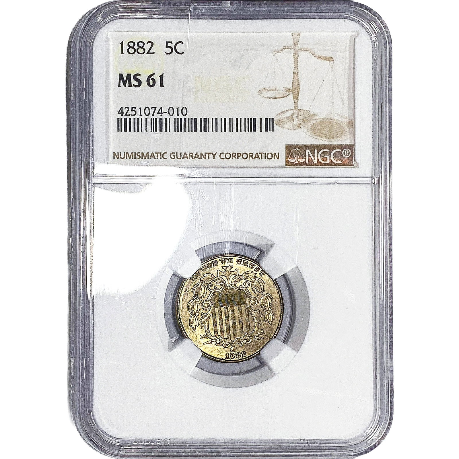 1882 Shield Nickel NGC MS61: 1882 Shield Nickel NGC MS61