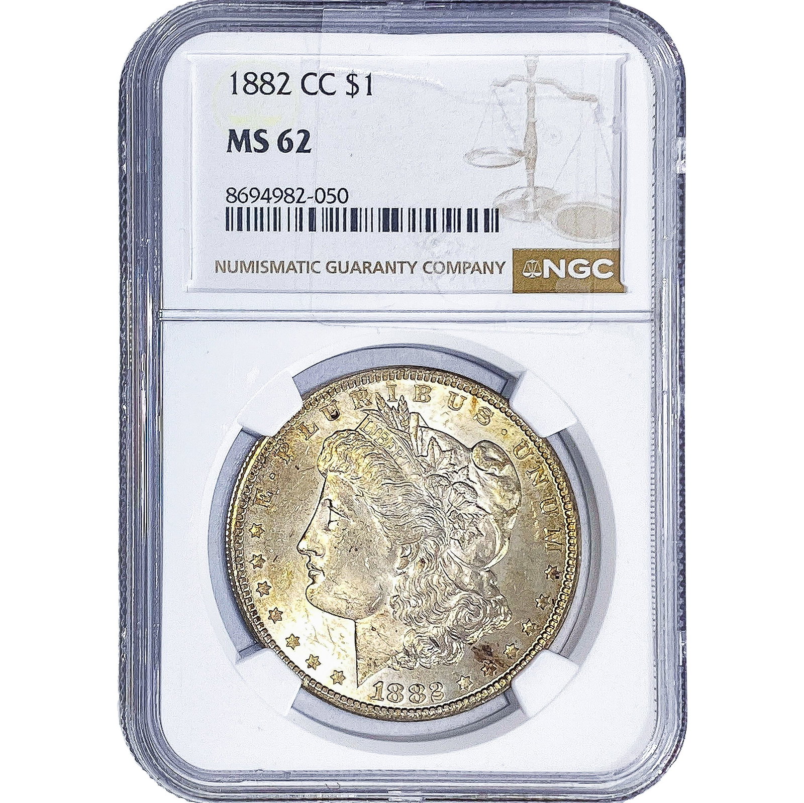 1882-CC Morgan Silver Dollar NGC MS62: 1882-CC Morgan Silver Dollar NGC MS62