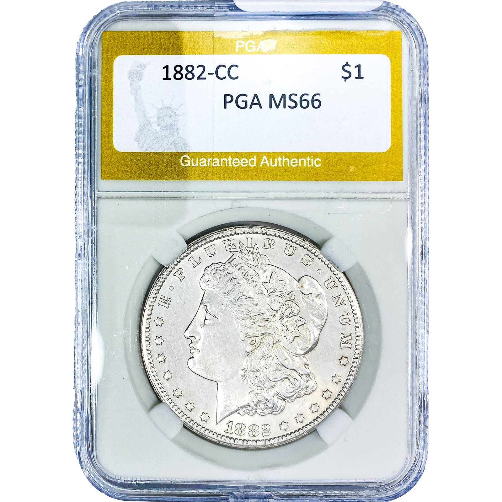1882-CC Morgan Silver Dollar PGA MS66: 1882-CC Morgan Silver Dollar PGA MS66