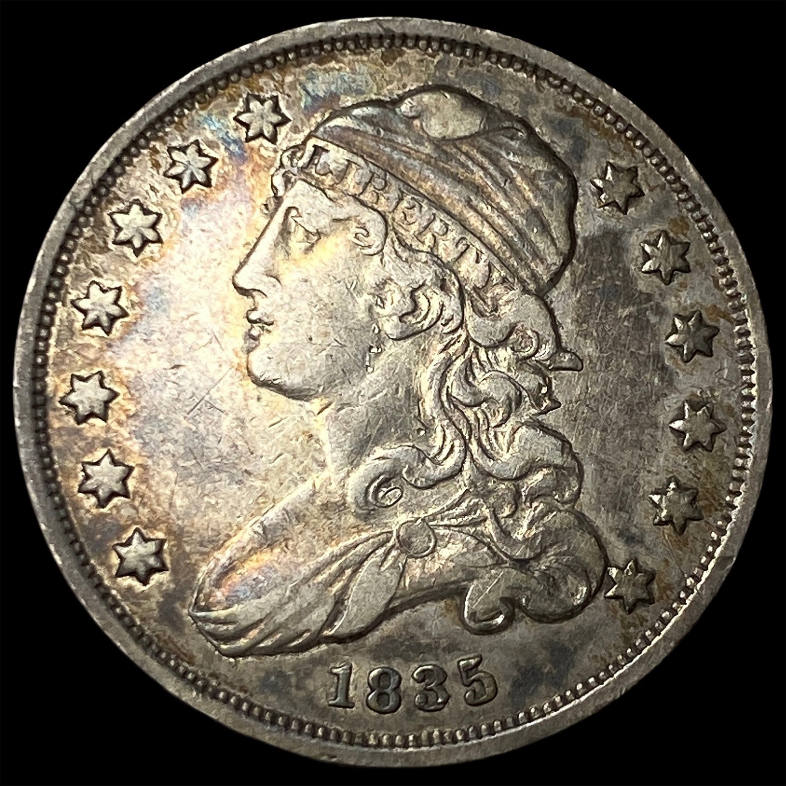 1835 Capped Bust Silver Quarter NEARLY UNCIRCULATED: 1835 Capped Bust Silver Quarter NEARLY UNCIRCULATED