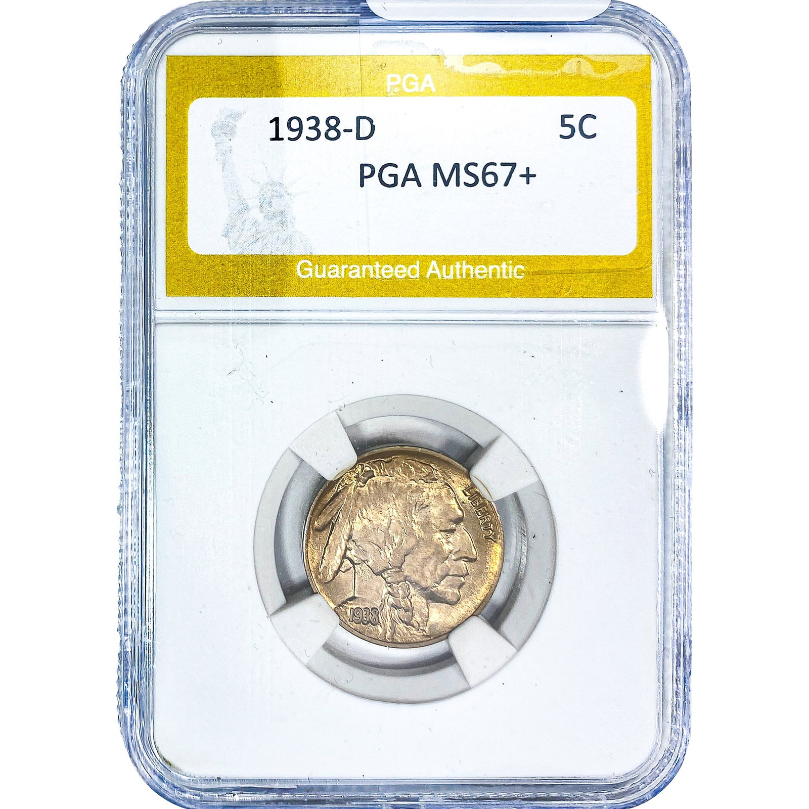 1938-D Buffalo Nickel PGA MS67+: 1938-D Buffalo Nickel PGA MS67+