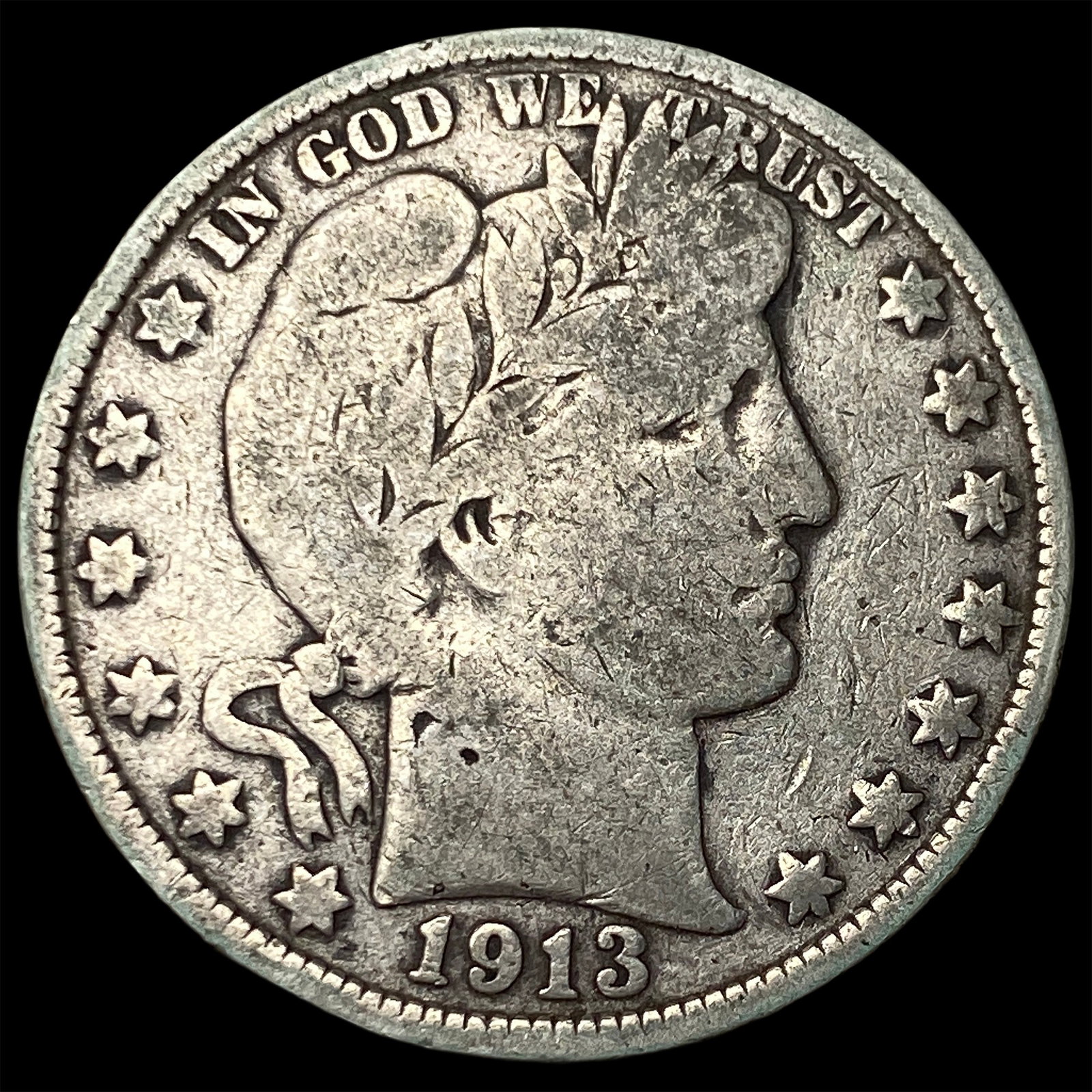 1913 Barber Half Dollar NICELY CIRCULATED: 1913 Barber Half Dollar NICELY CIRCULATED