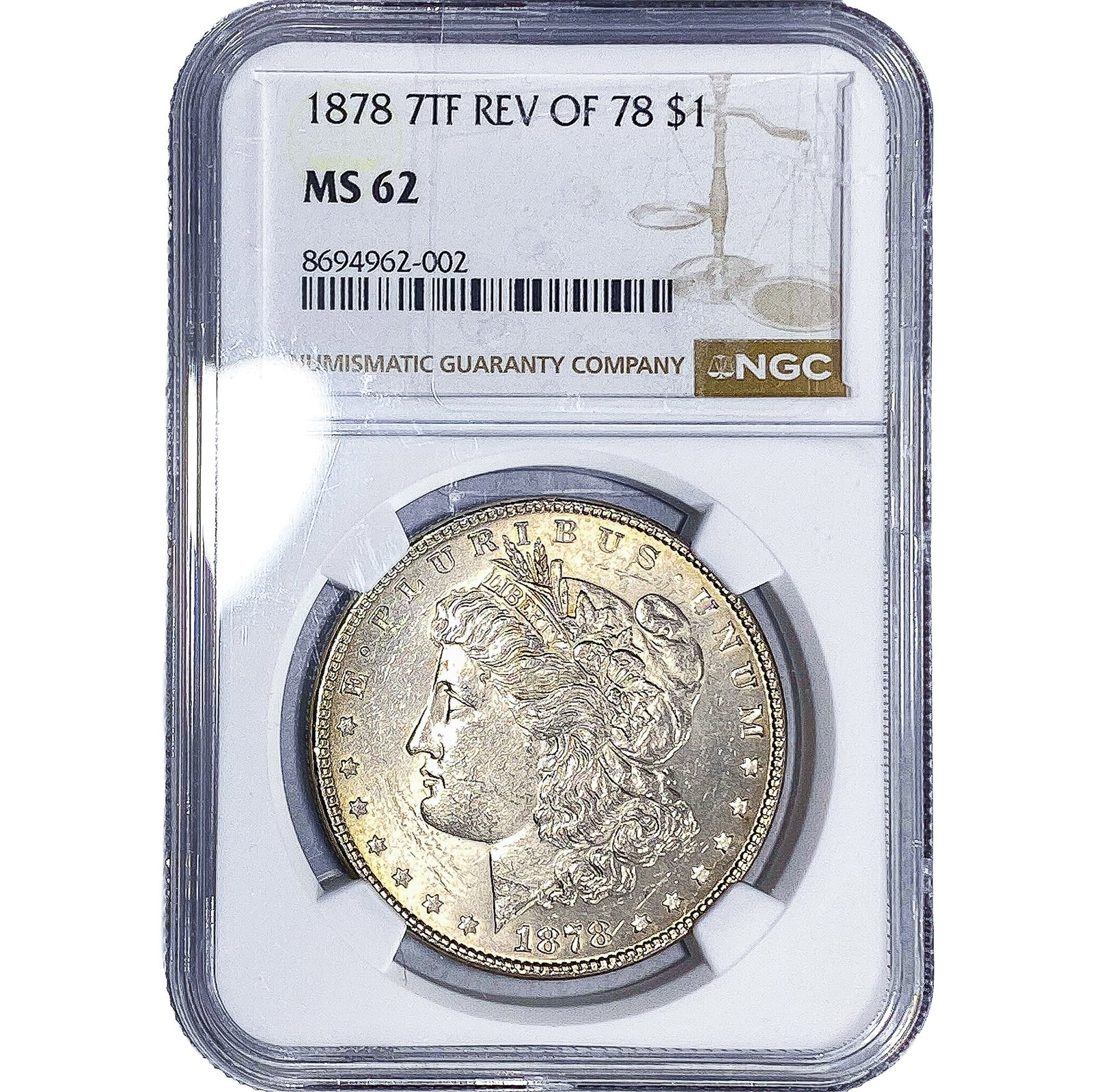 1878 7TF Morgan Silver Dollar NGC MS62: 1878 7TF Morgan Silver Dollar NGC MS62