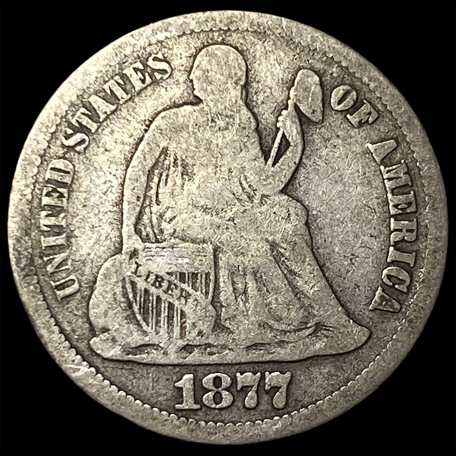 1877-CC Silver Dime LIGHTLY CIRCULATED: 1877-CC Silver Dime LIGHTLY CIRCULATED