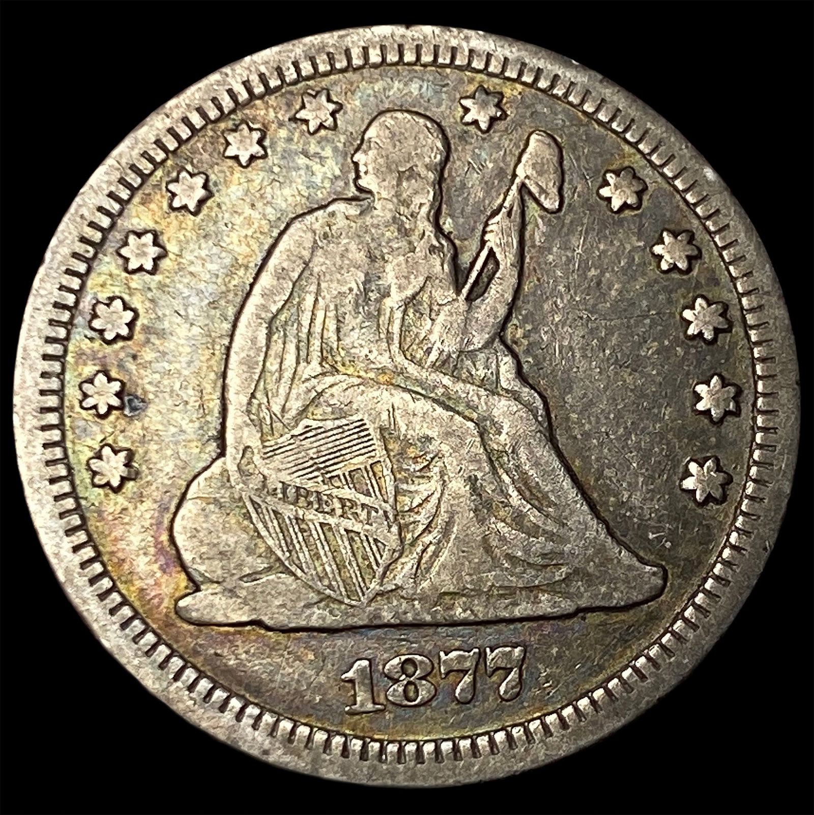 1877-CC Silver Seated Liberty Quarter LIGHTLY CIRCULATED: 1877-CC Silver Seated Liberty Quarter LIGHTLY CIRCULATED