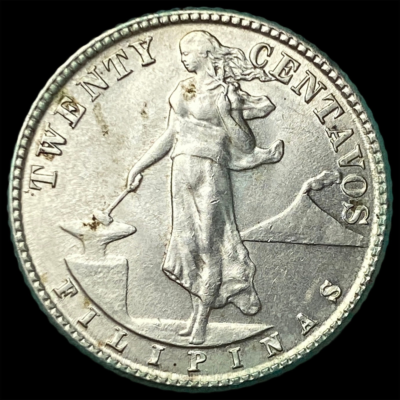 1944-D Silver 20 Centavos Philippines CLOSELY UNCIRCULATED (1 of 2)