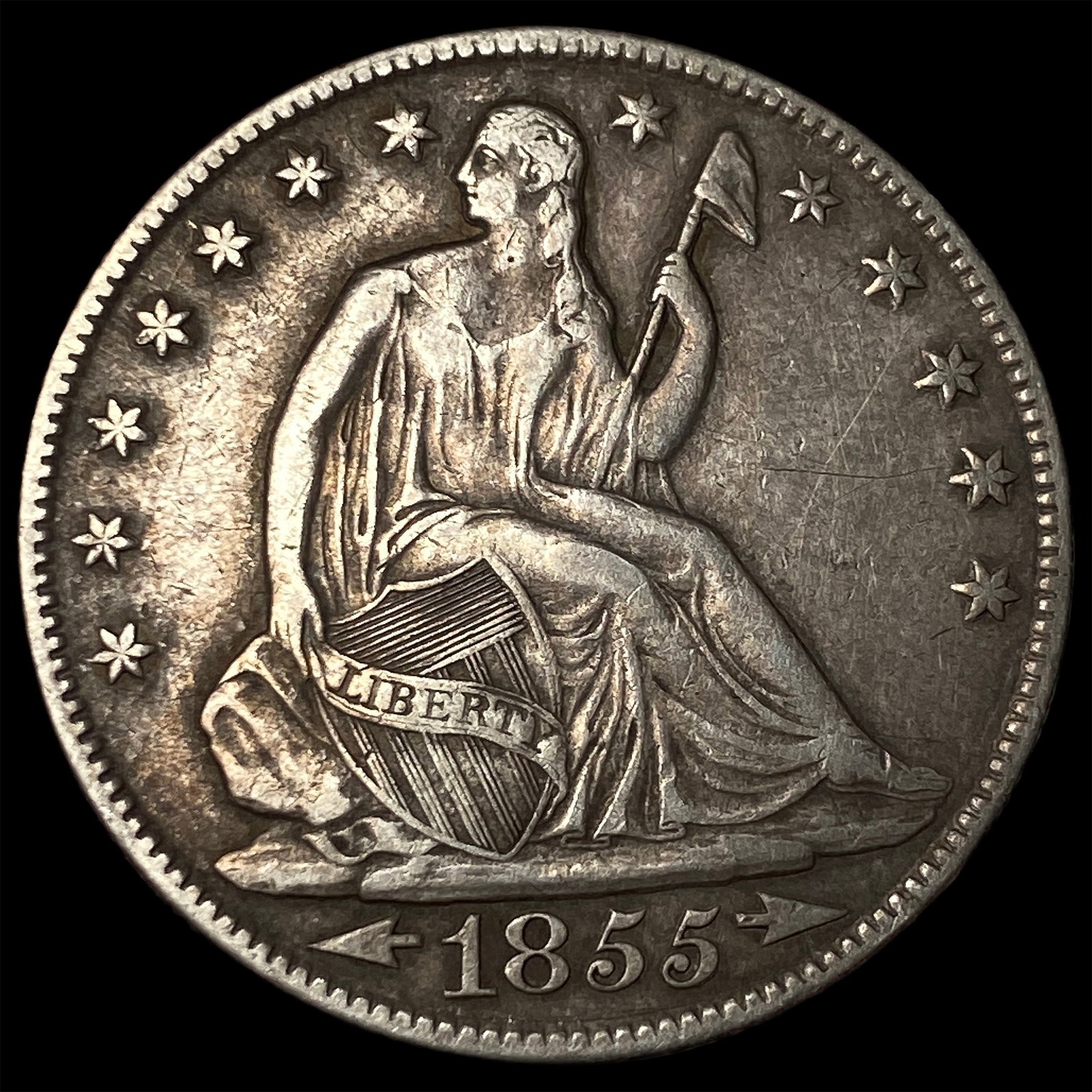 1855-O Silver Half Dollar NEARLY UNCIRCULATED: 1855-O Silver Half Dollar NEARLY UNCIRCULATED