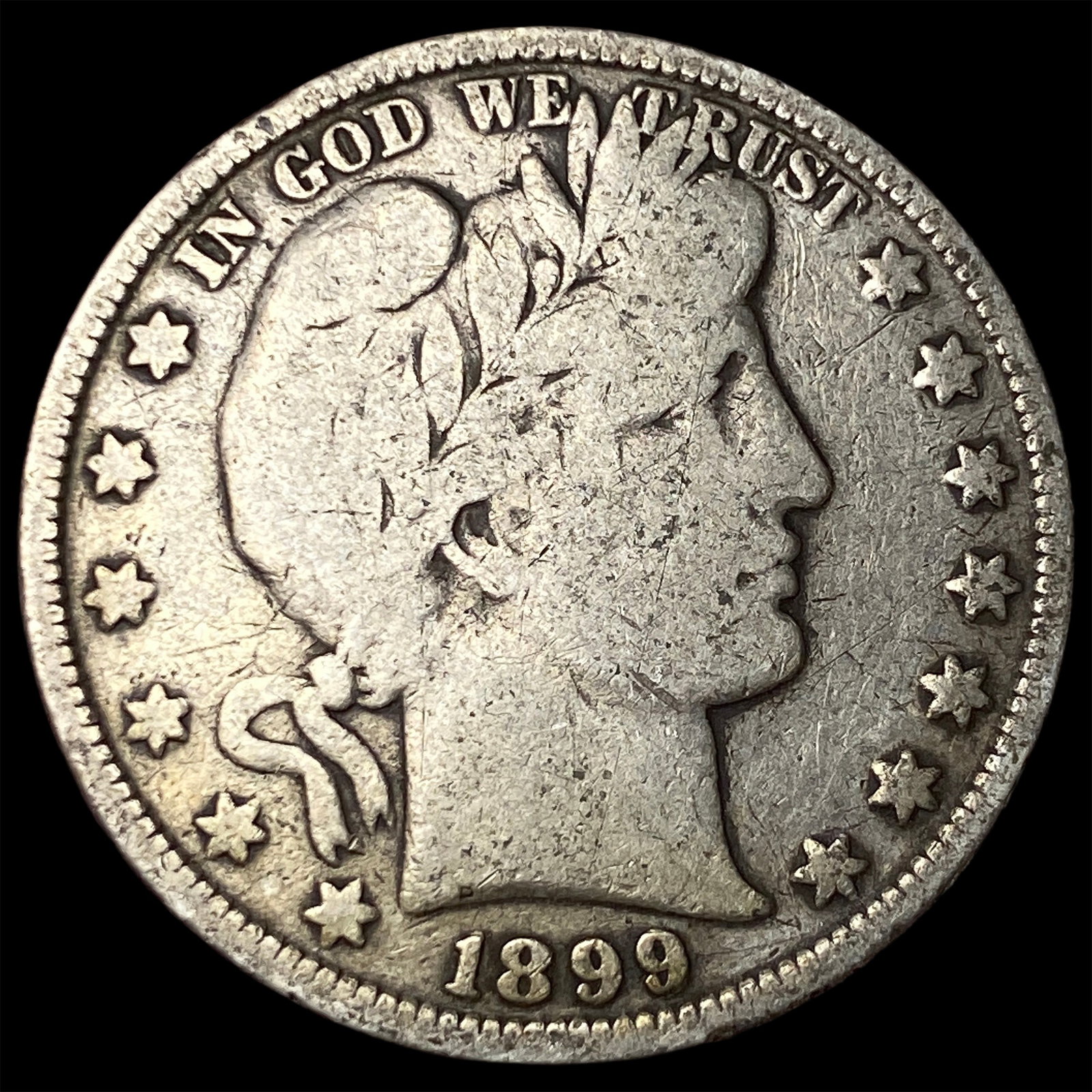 1899 Silver Half Dollar (Barber) NICELY CIRCULATED: 1899 Silver Half Dollar (Barber) NICELY CIRCULATED