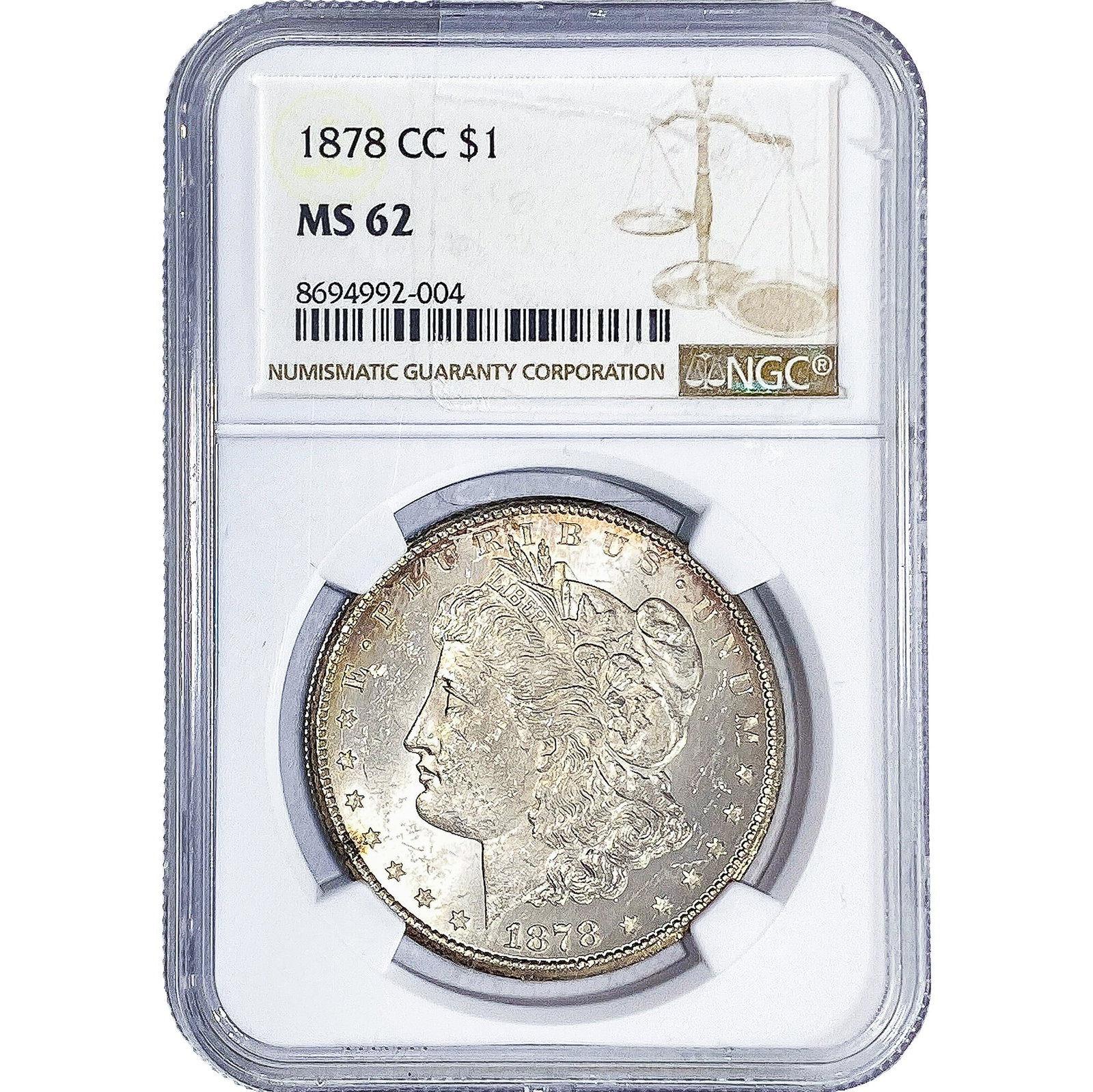 1878-CC Morgan Silver Dollar NGC MS62: 1878-CC Morgan Silver Dollar NGC MS62