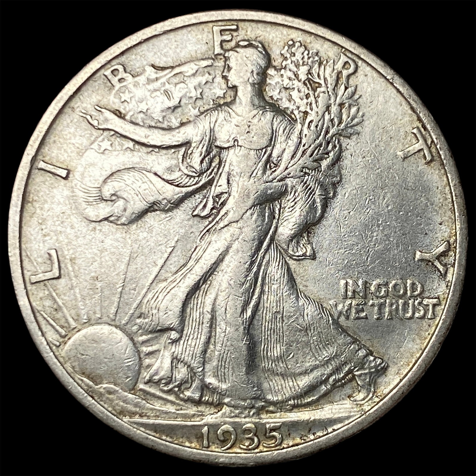 1935-S Silver Half Dollar Walking Liberty NICELY CIRCULATED: 1935-S Silver Half Dollar Walking Liberty NICELY CIRCULATED