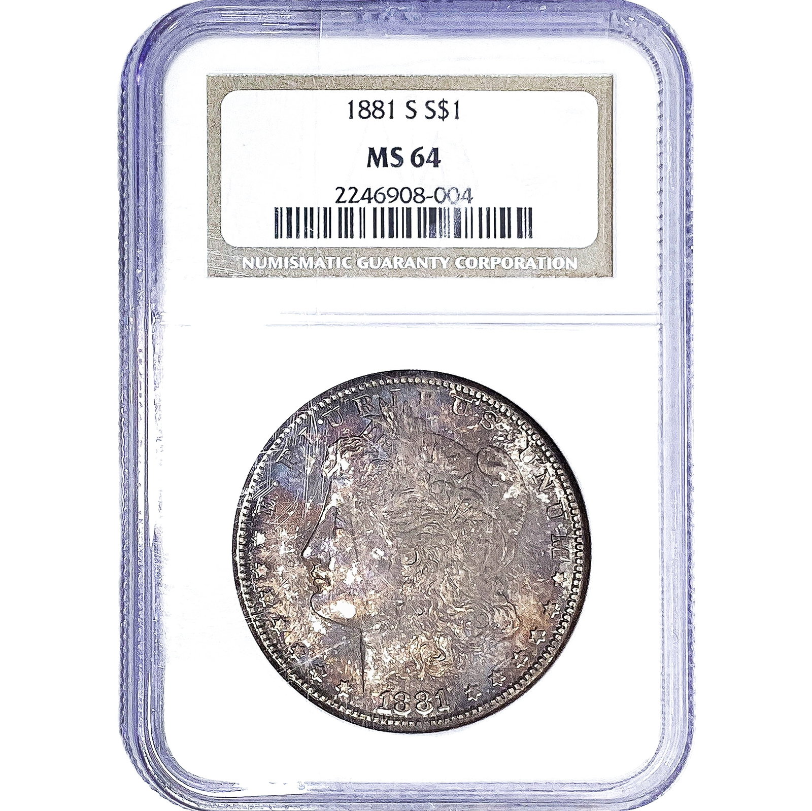 1881-S Morgan Silver Dollar NGC MS64: 1881-S Morgan Silver Dollar NGC MS64