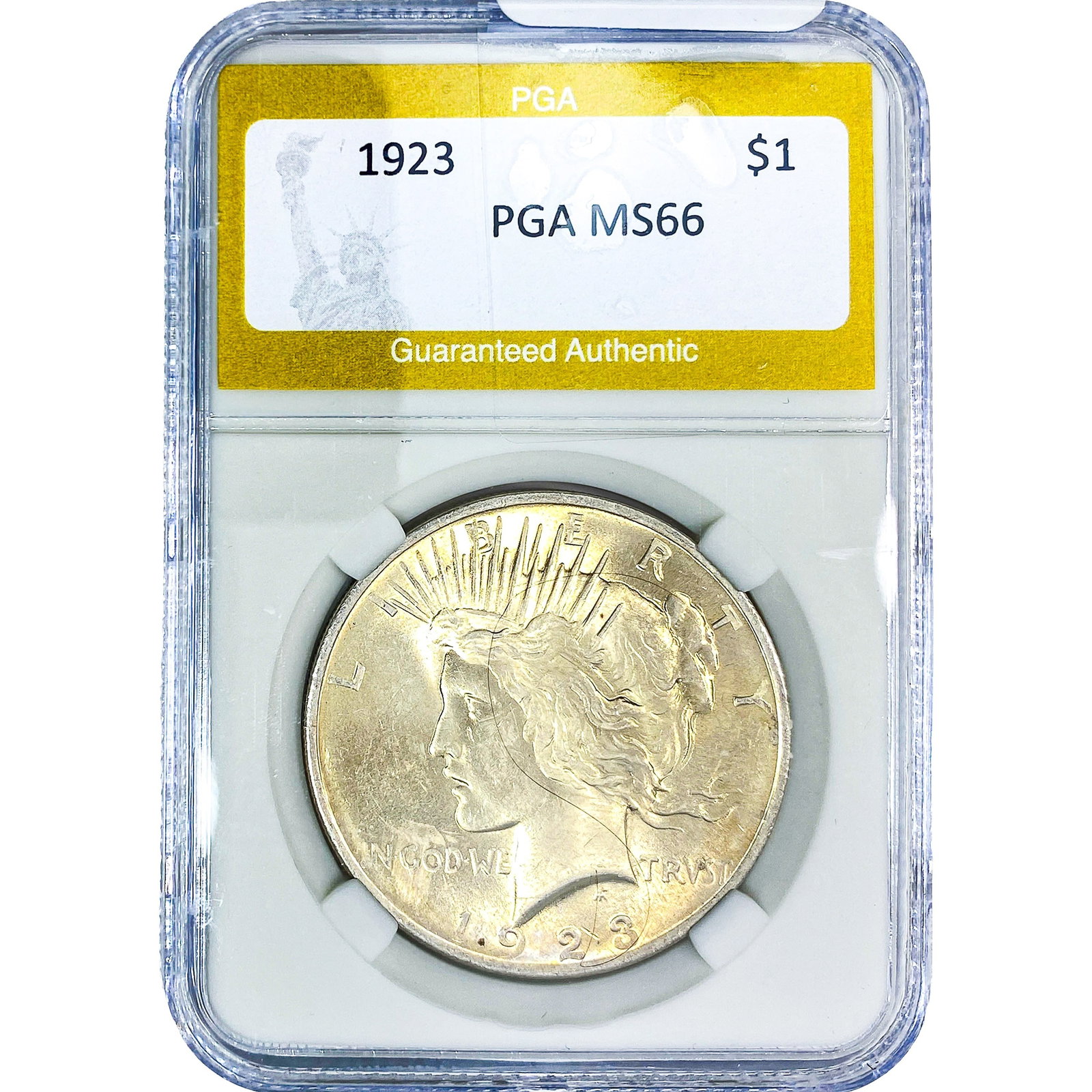 1923 Silver Peace Dollar PGA MS66: 1923 Silver Peace Dollar PGA MS66