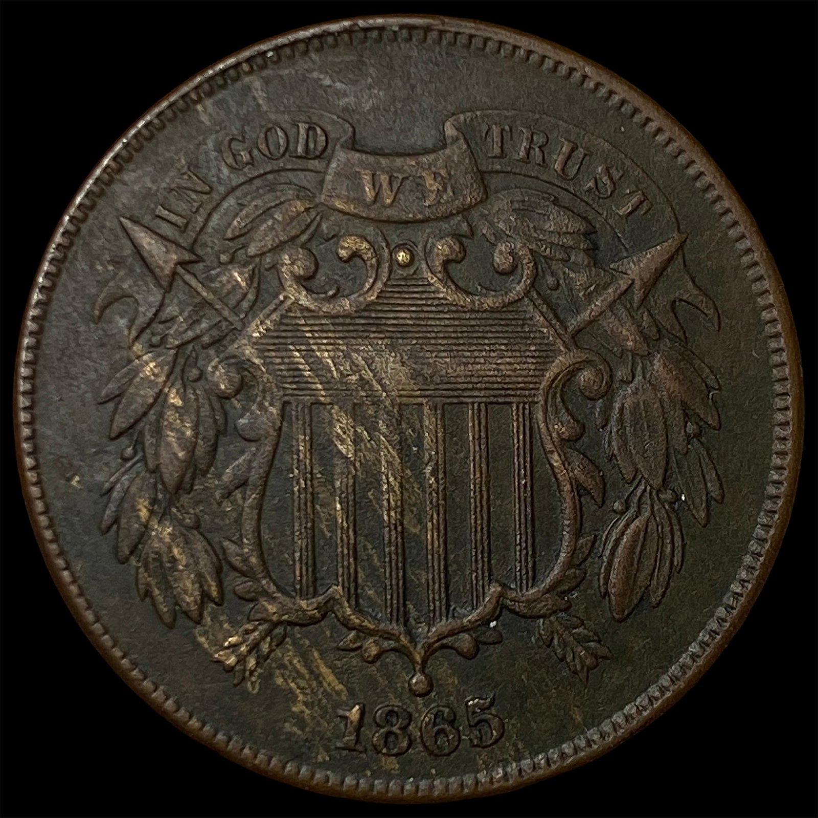 1865 Two-Cent Piece NEARLY UNCIRCULATED: 1865 Two-Cent Piece NEARLY UNCIRCULATED