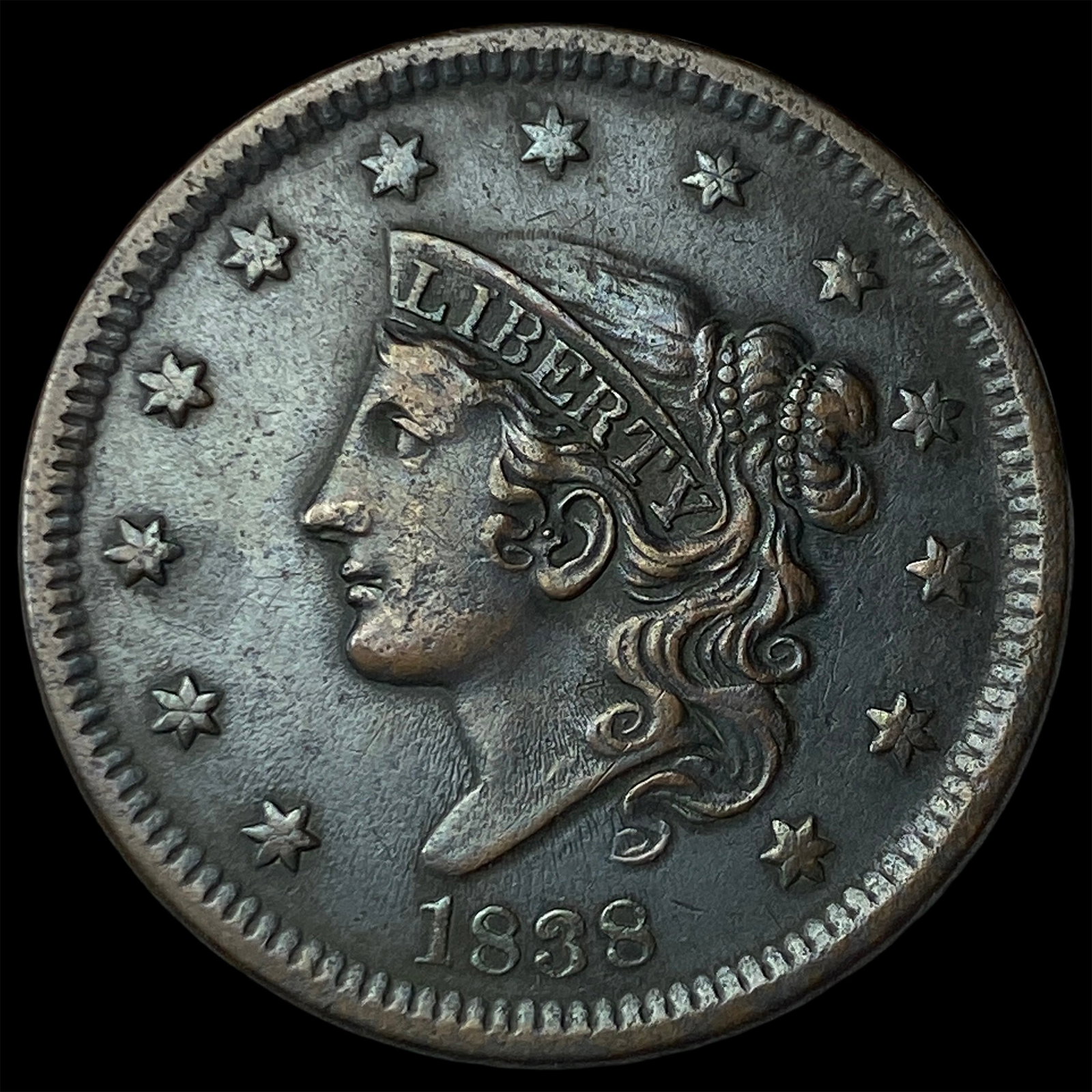 1838 Braided Hair Large Cent NEARLY UNCIRCULATED (1 of 2)