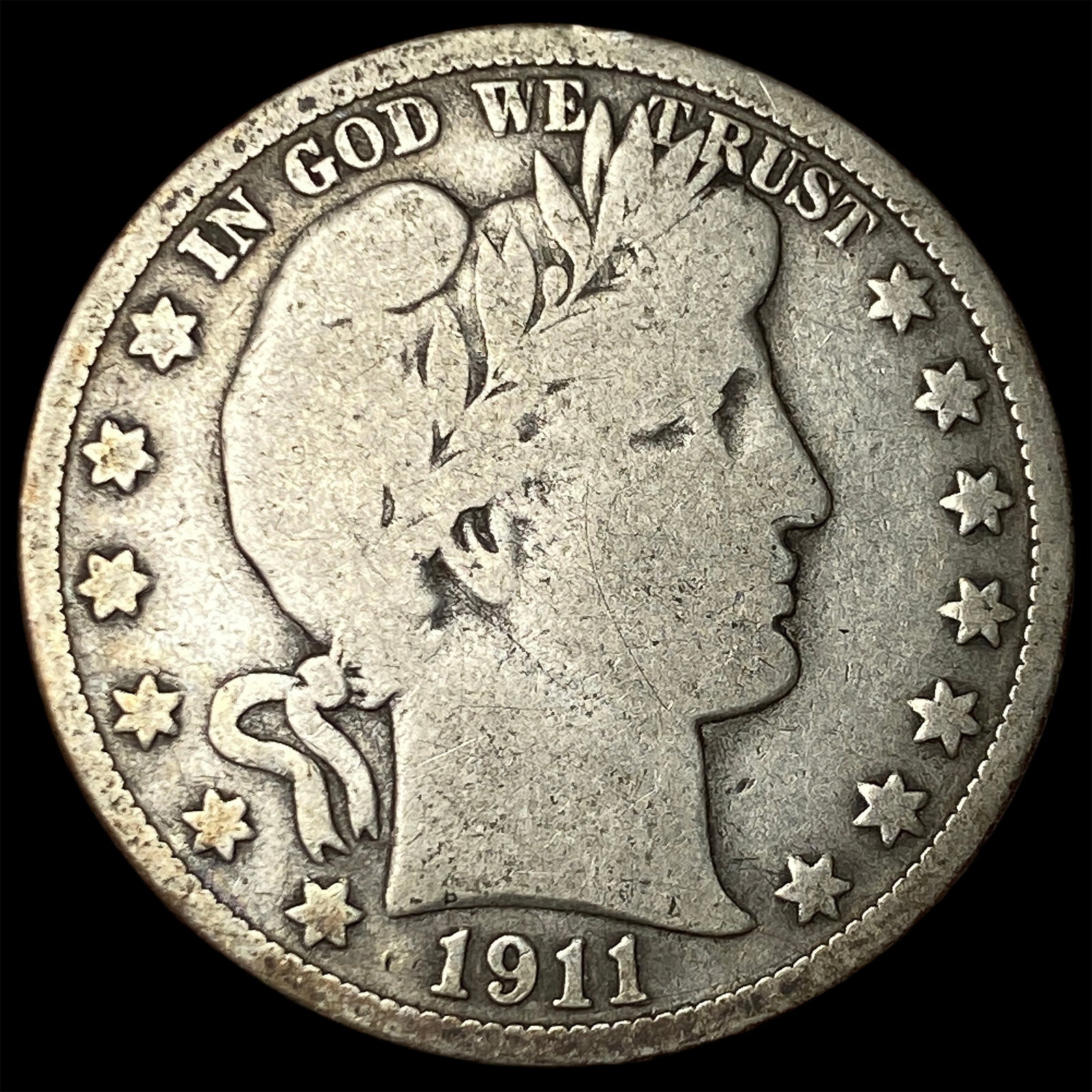 1911-D Silver Half Dollar (Barber) NICELY CIRCULATED: 1911-D Silver Half Dollar (Barber) NICELY CIRCULATED