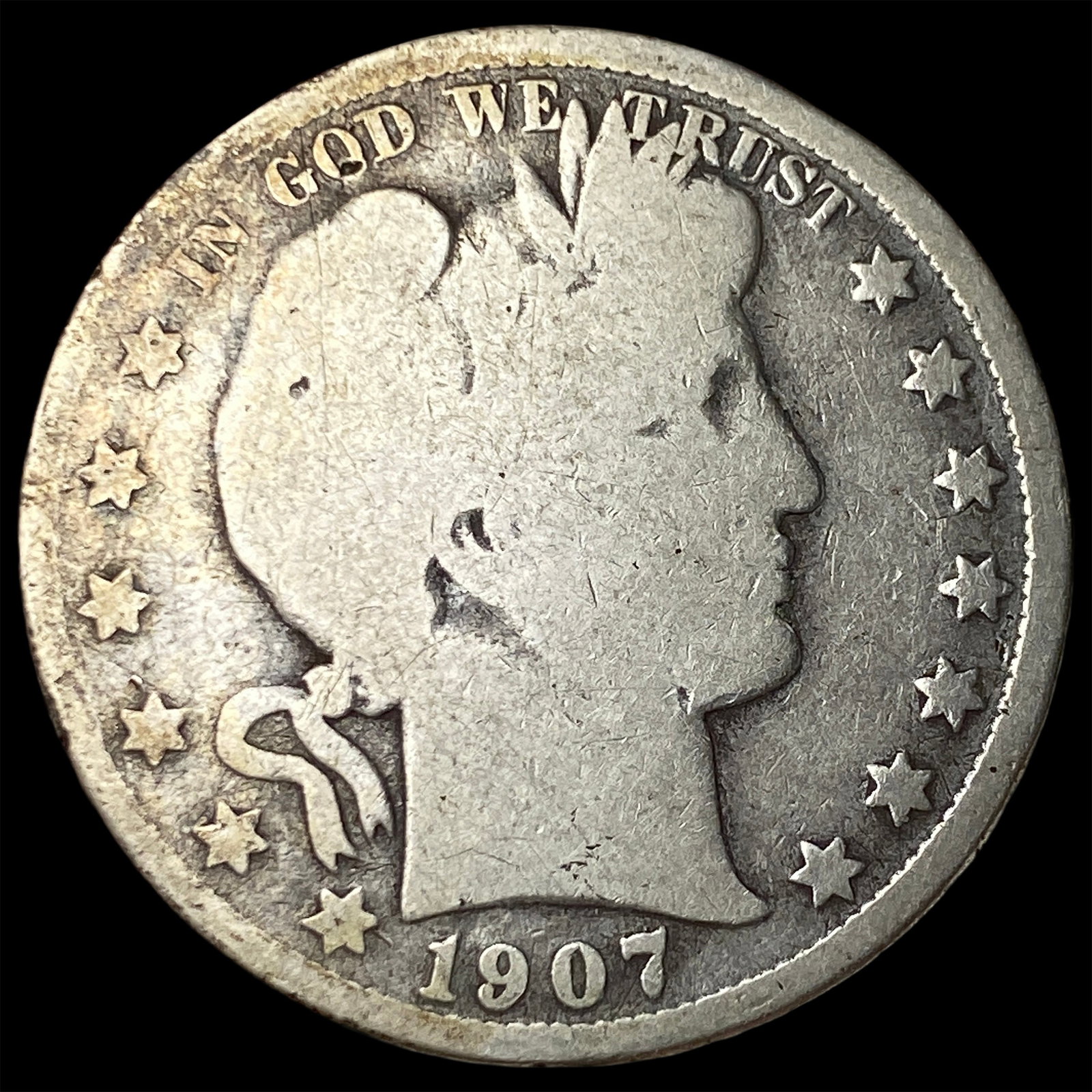 1907 Silver Barber Half Dollar NICELY CIRCULATED: 1907 Silver Barber Half Dollar NICELY CIRCULATED