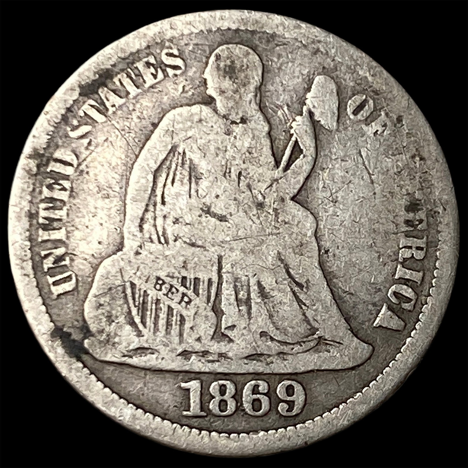 1869 Seated Liberty Dime NICELY CIRCULATED: 1869 Seated Liberty Dime NICELY CIRCULATED
