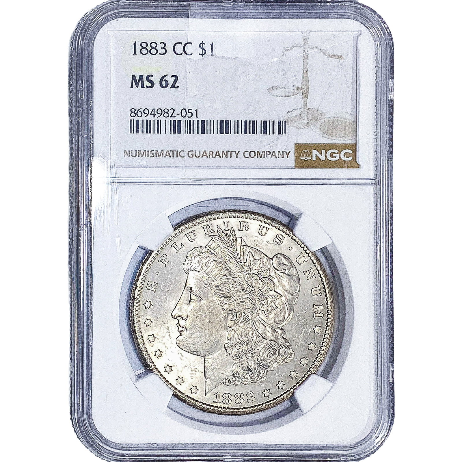 1883-CC Morgan Silver Dollar NGC MS62: 1883-CC Morgan Silver Dollar NGC MS62