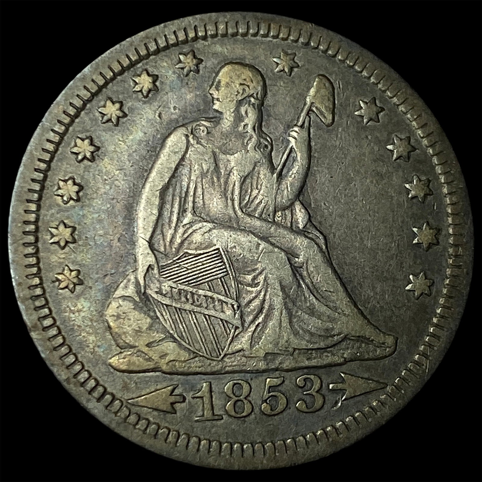 1853 Arrows Seated Liberty Quarter NEARLY UNCIRCULATED: 1853 Arrows Seated Liberty Quarter NEARLY UNCIRCULATED