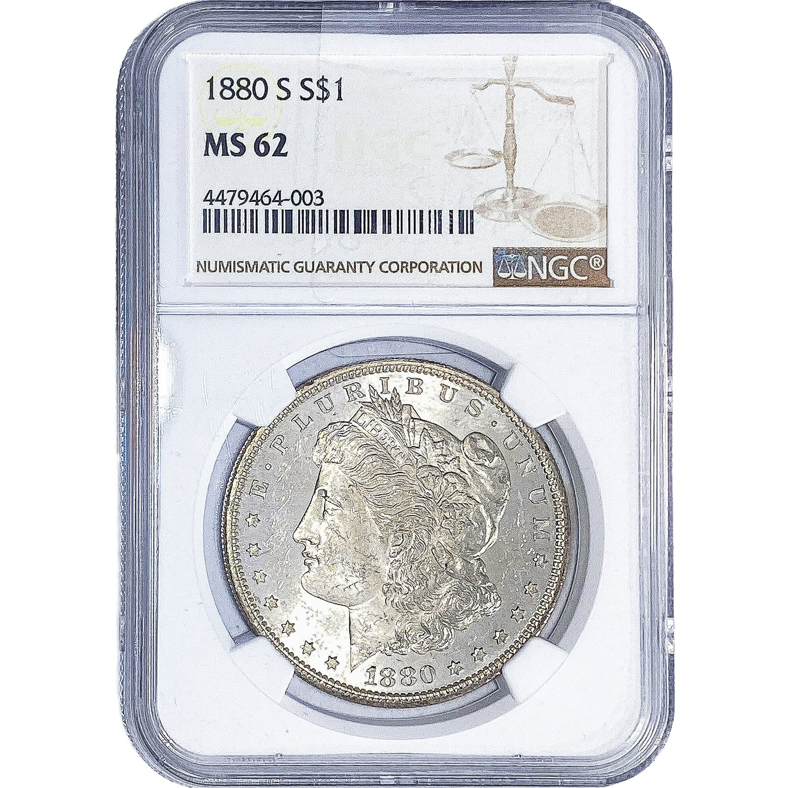 1880-S Morgan Silver Dollar NGC MS62: 1880-S Morgan Silver Dollar NGC MS62
