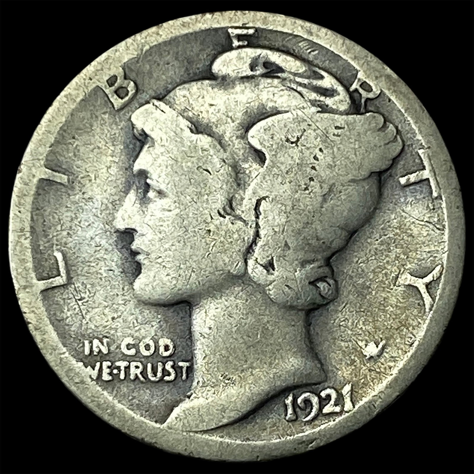 1921 Mercury Dime NICELY CIRCULATED: 1921 Mercury Dime NICELY CIRCULATED
